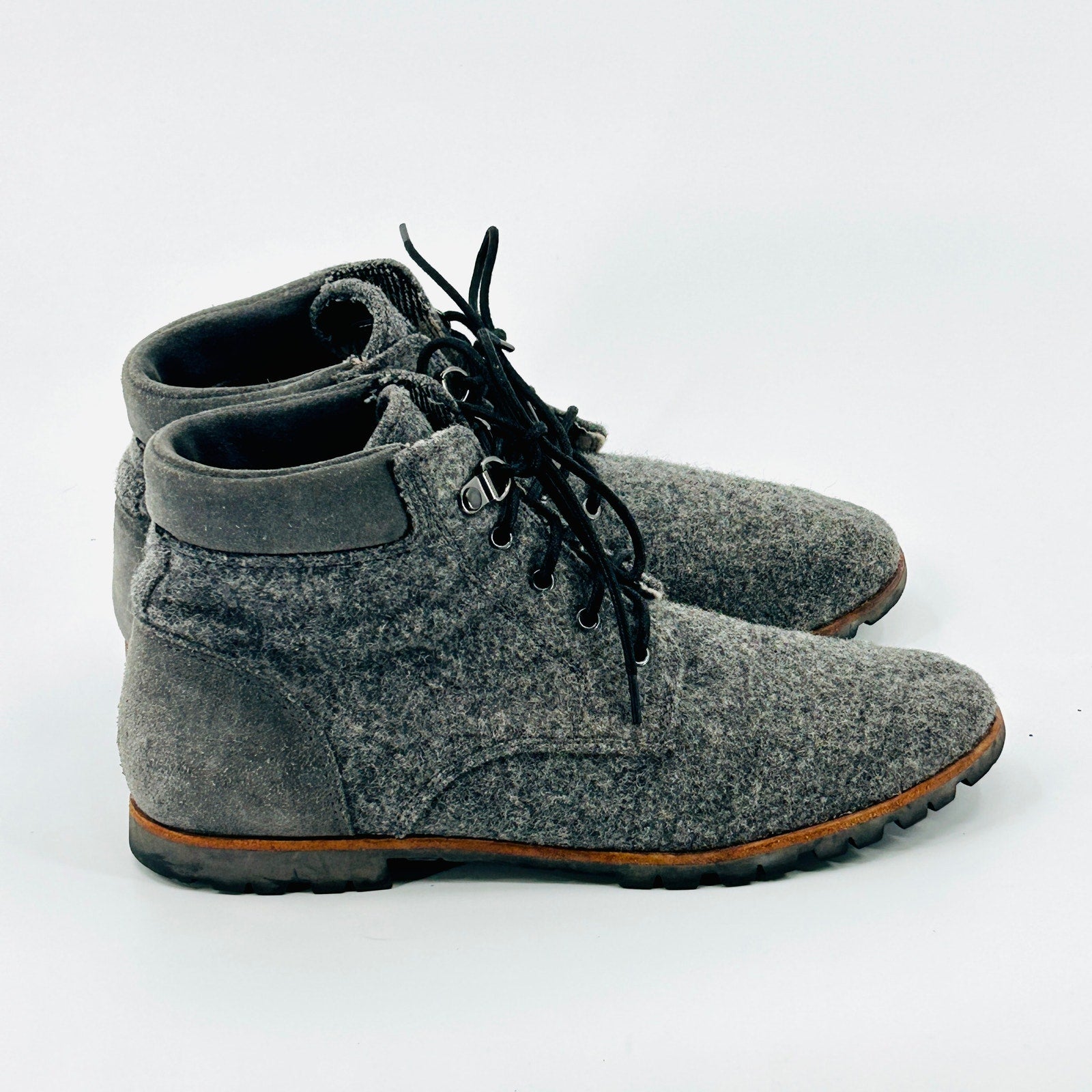 Woolrich x Portland Product Werks Gray Wool Suede Lace-Up Ankle Boots