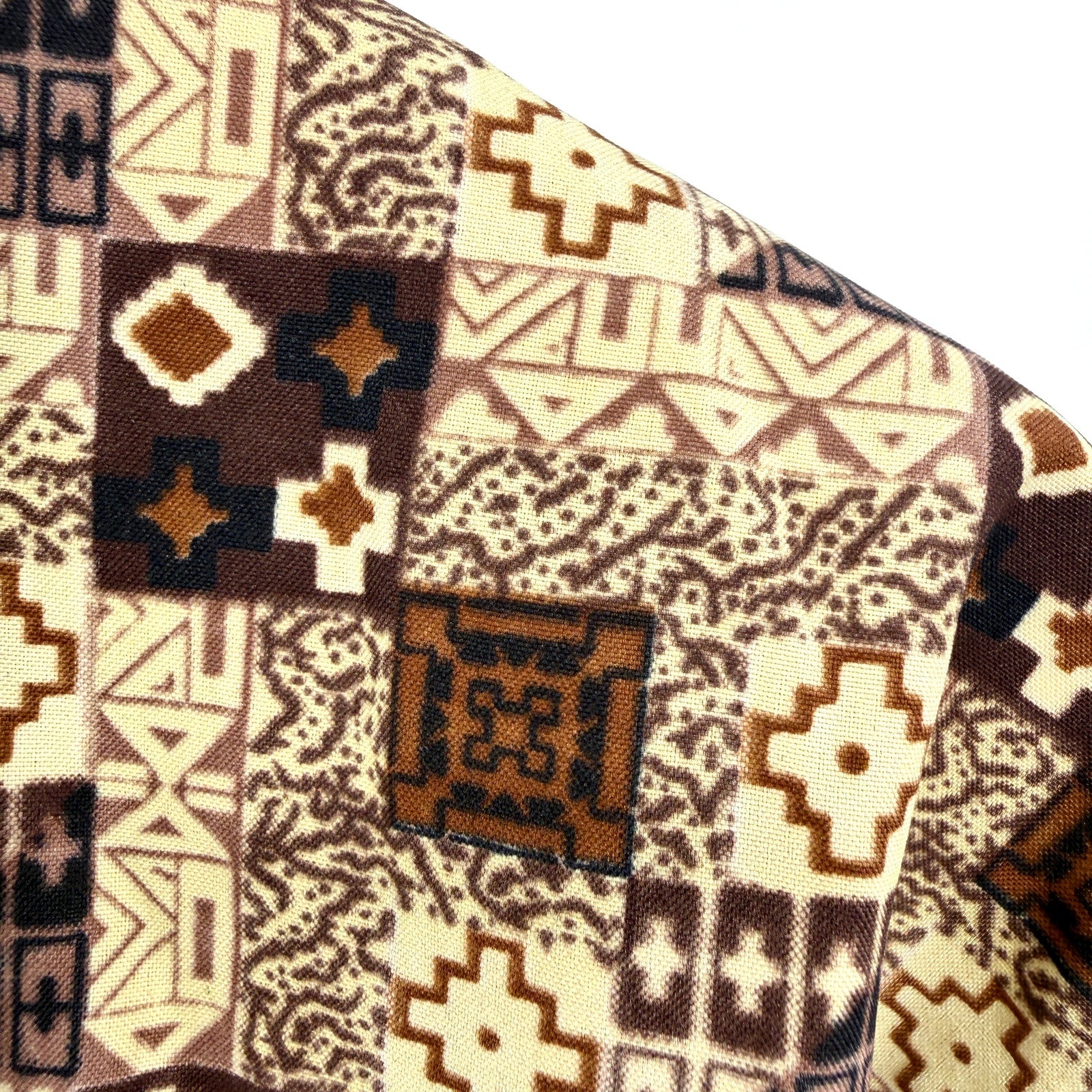Vintage 90s Paolo Luigi Brown Geometric Short Sleeve Button Up Shirt