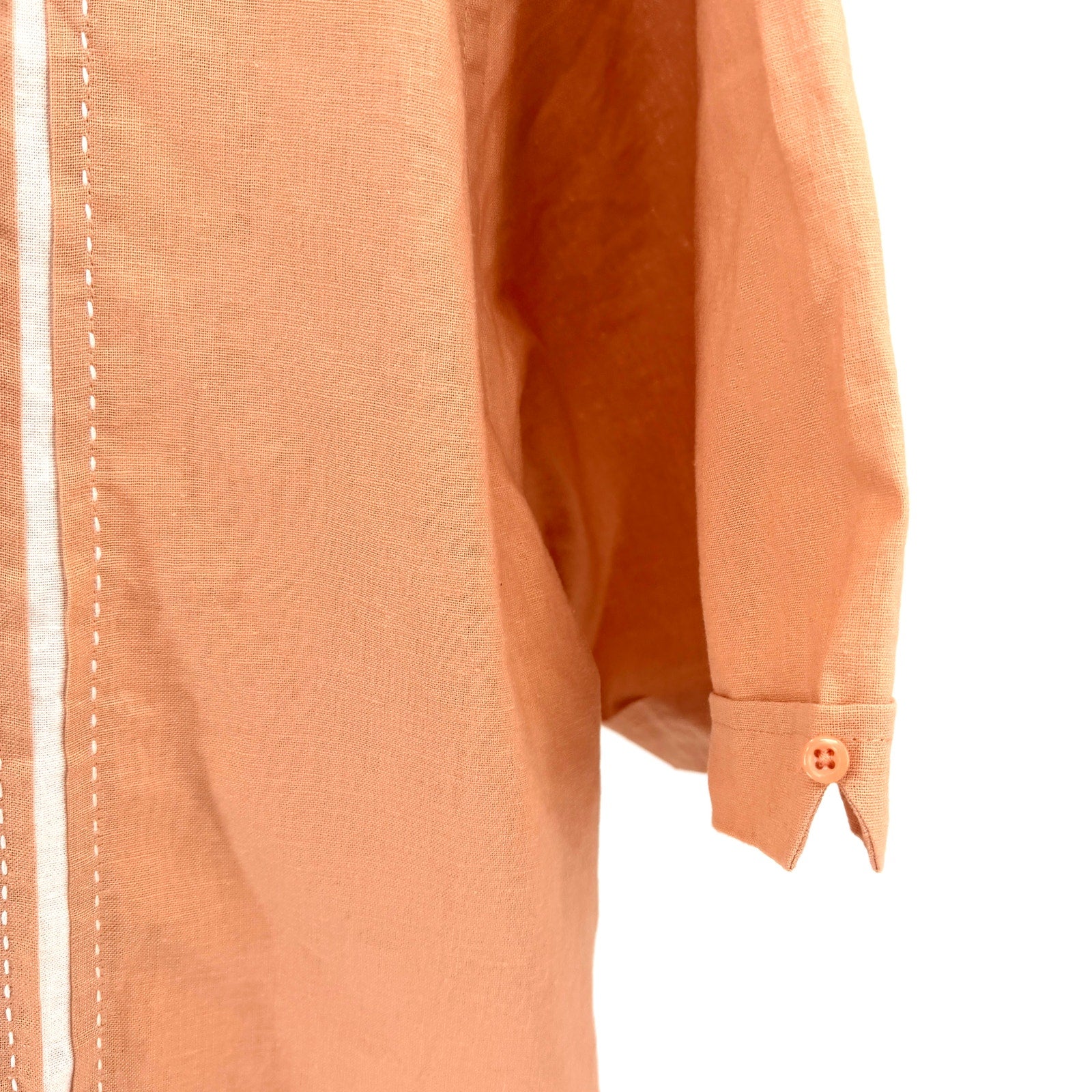 Cubavera Adobe Tan White Trim Bowling Guayabera Short Sleeve Button Down Shirt