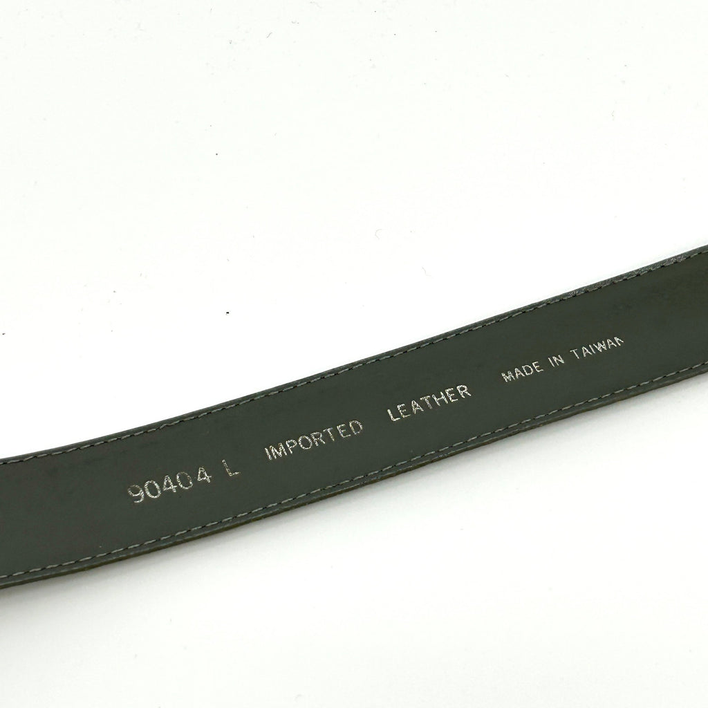 Vintage 90s Gray Black Genuine Leather Snakeskin Embossed Gold Buckle Belt