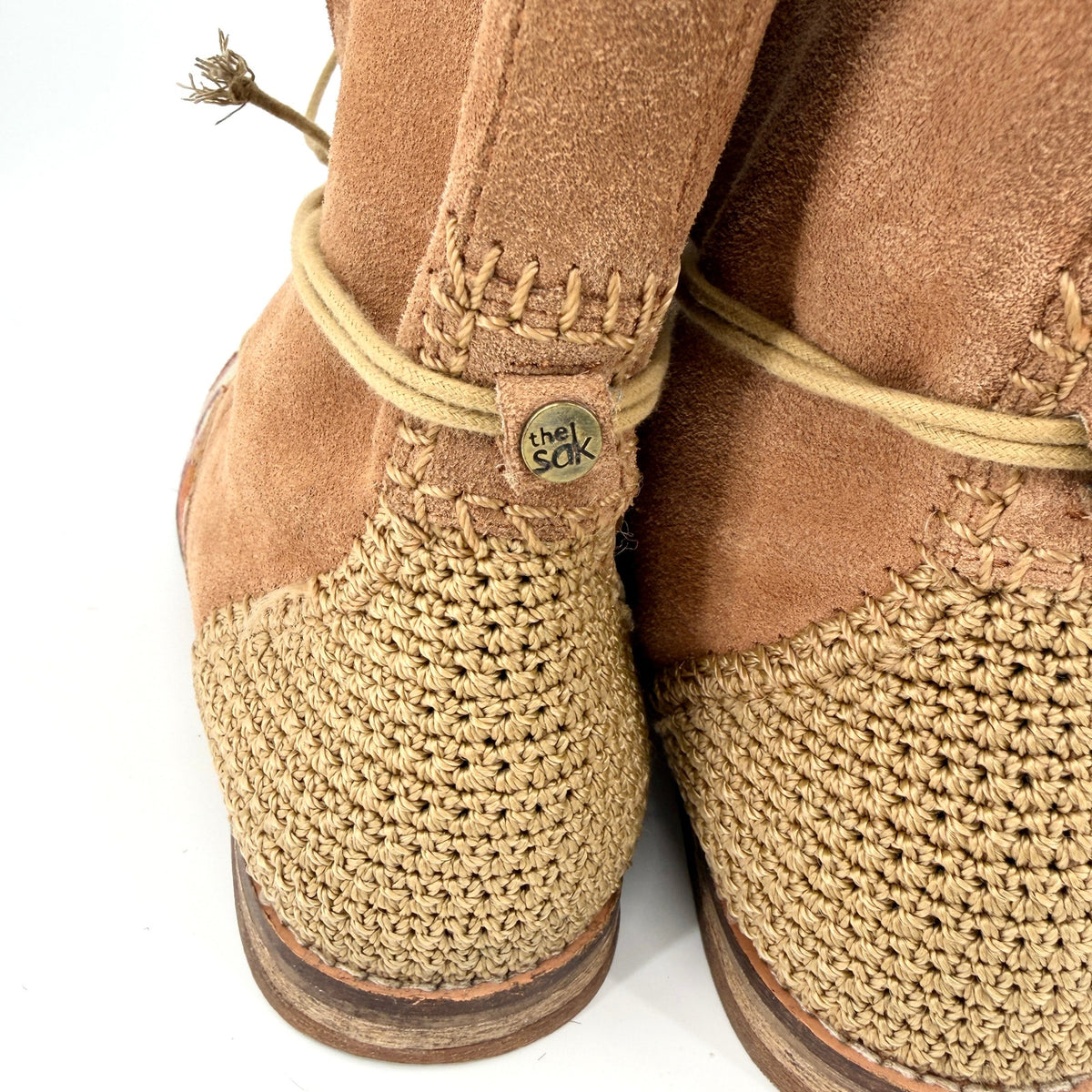 The Sak Tan Genuine Suede Aztec Southwestern Crochet Boots