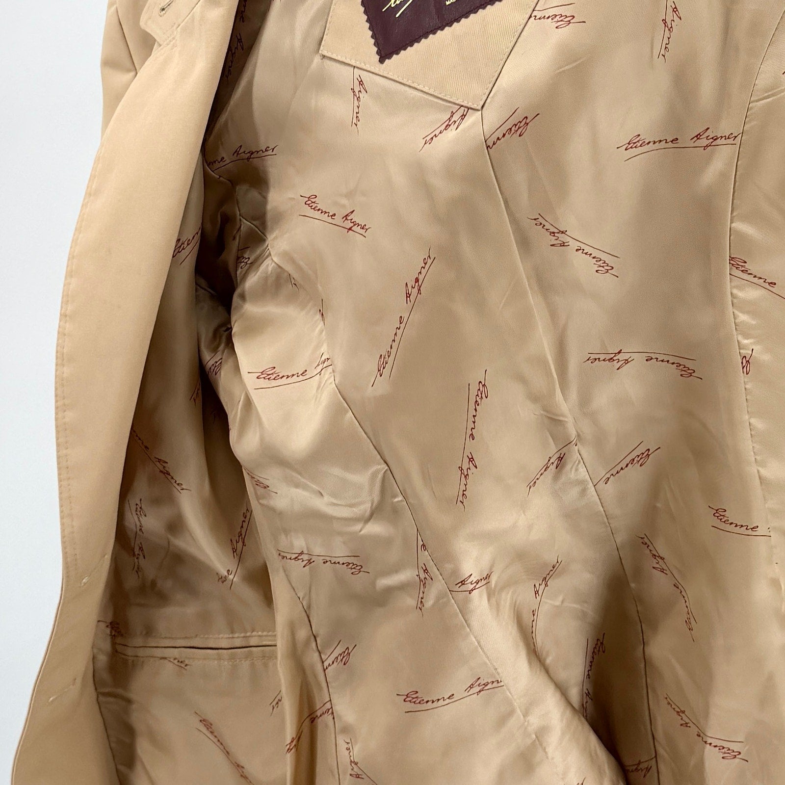 Vintage 80s Etienne Aigner Tan Equestrian Logo Clasp Pockets Blazer Jacket
