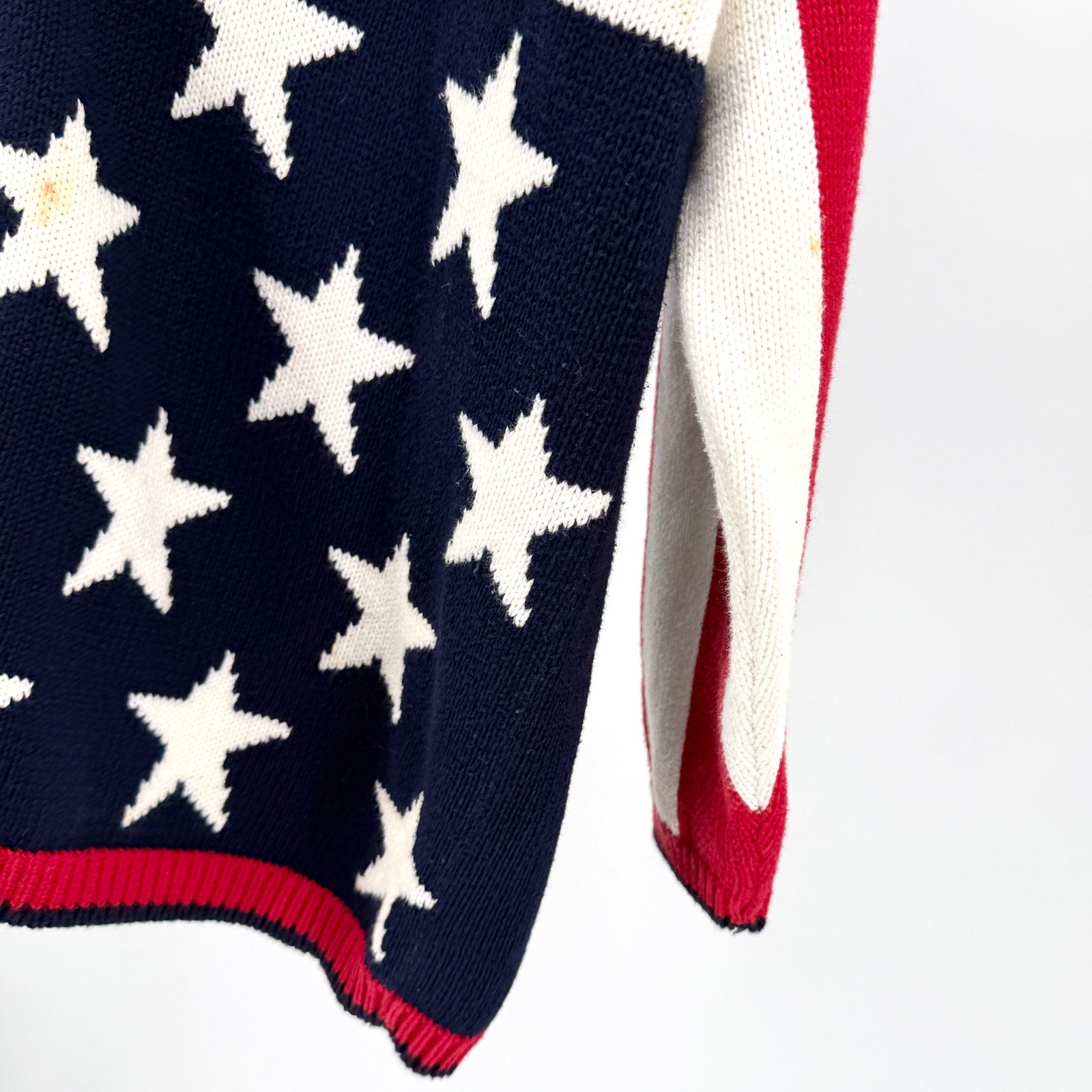 Vintage 90s Chelsea Charter Club Navy Red White 100% Cotton Cardigan