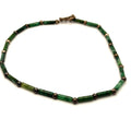 Vintage 90s Green Nephrite Jade Sterling Silver Tube Bead Toggle Necklace