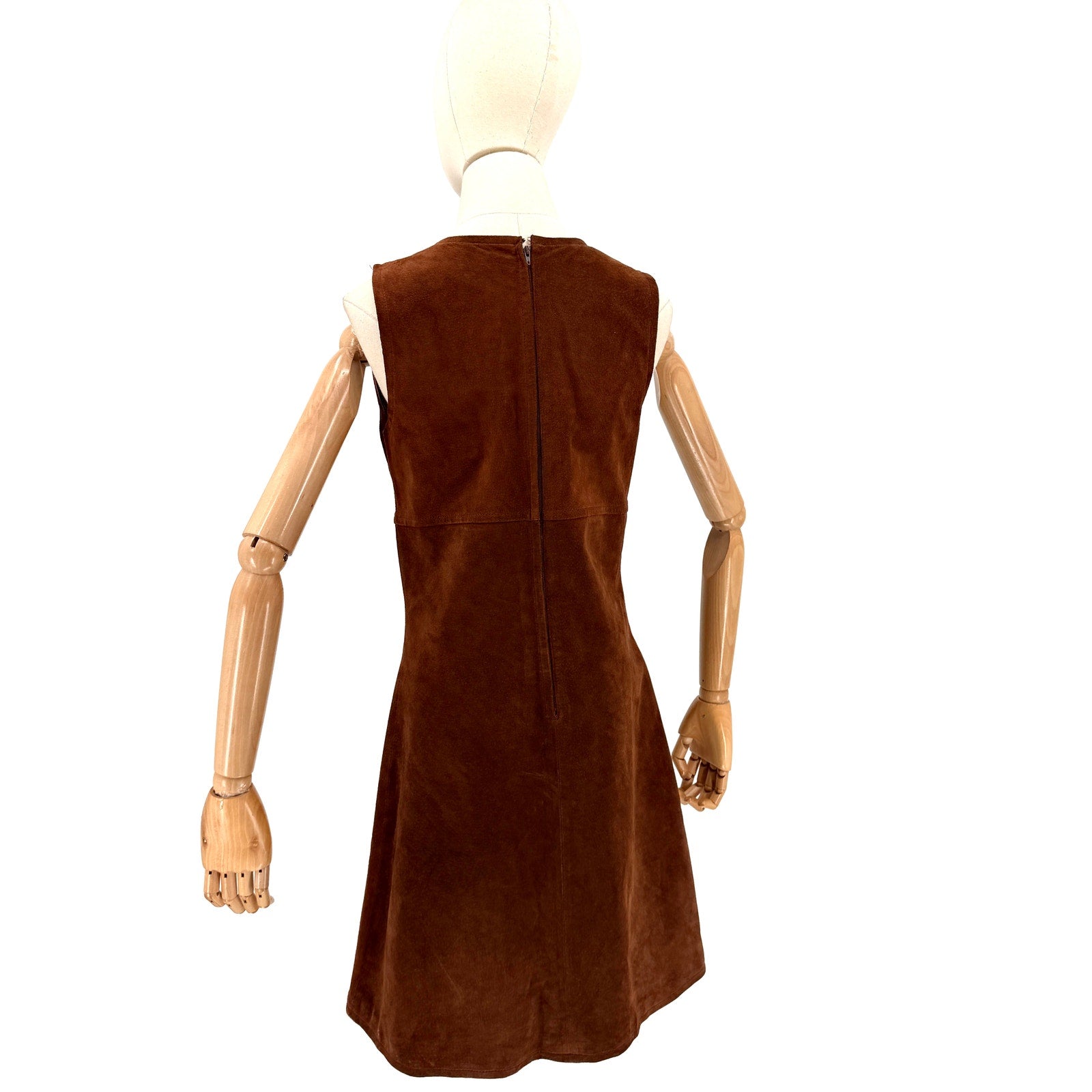 Vintage 90s The Limited Chocolate Brown Genuine Leather Suede Mini Dress