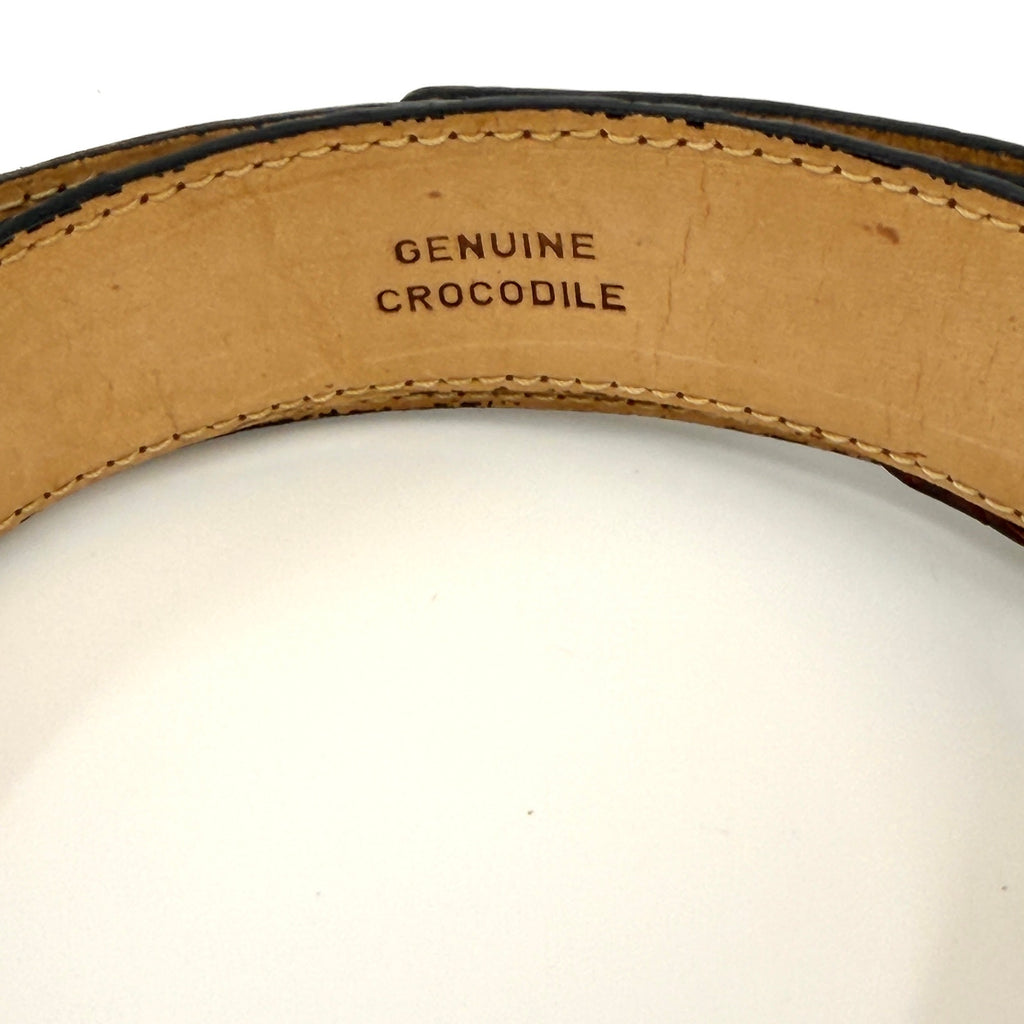 Vintage 90s Reddish Brown Genuine Crocodile Skin Minimalist Buckle Belt