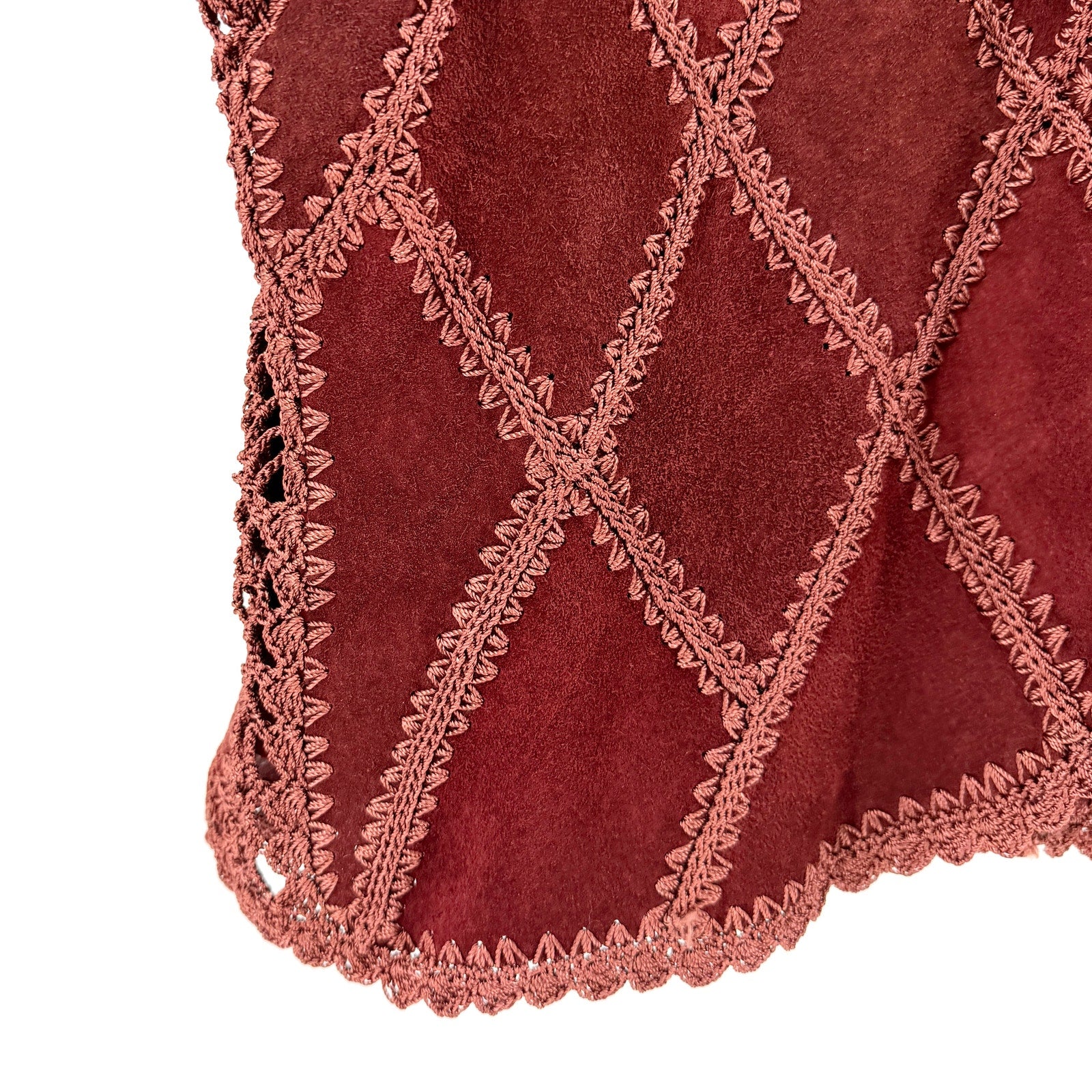 Vintage 90s Double D Ranchwear Maroon Genuine Suede Concho Button Vest