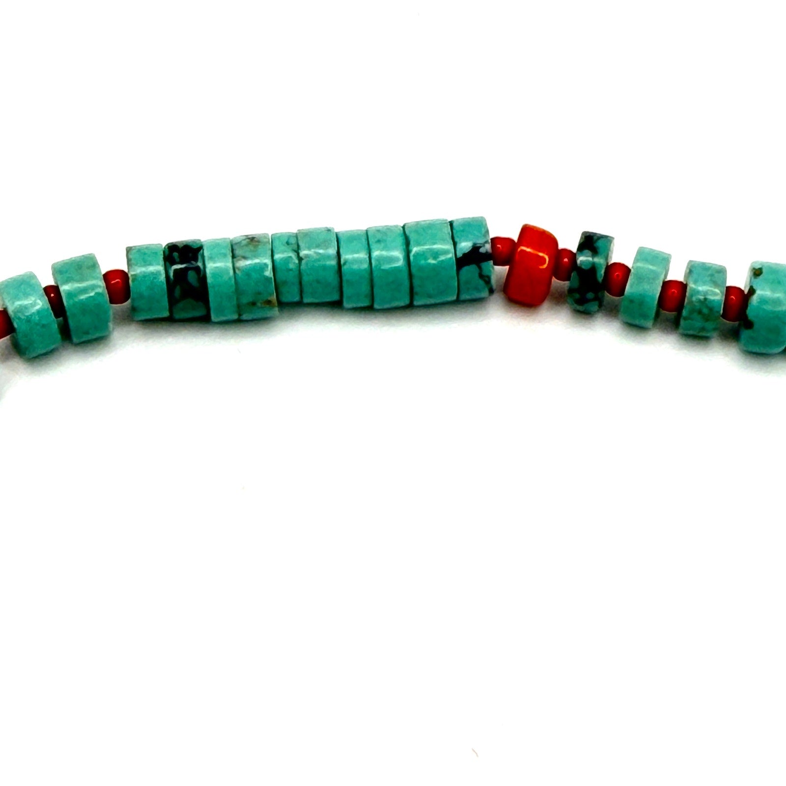 Vintage Handmade Genuine Turquoise Chunk and Rondelle Bead Necklace