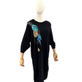 Vintage 80s A'Milano Black Abstract Sequin Beaded New Wave Sweater Dress
