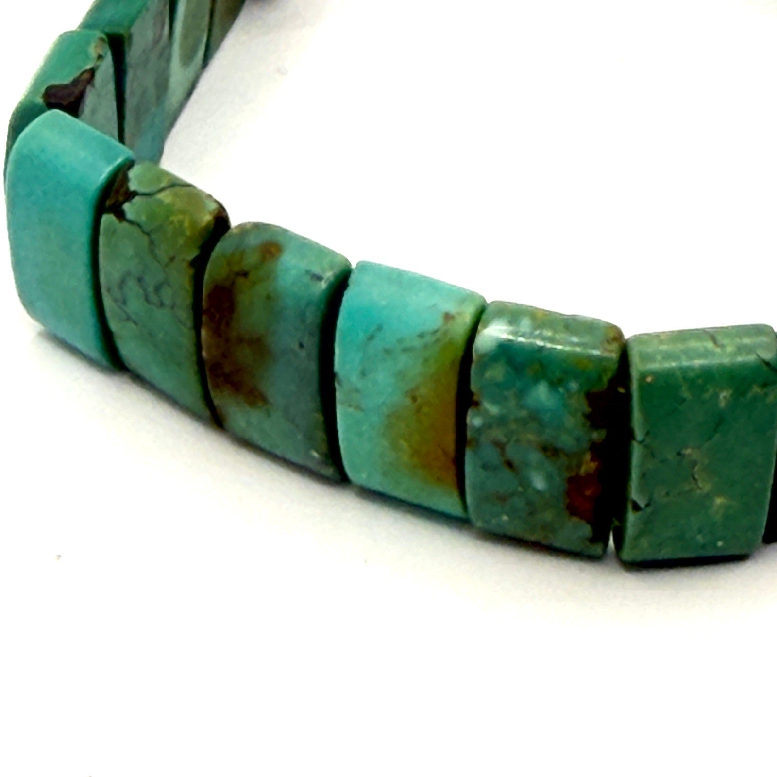 Vintage 90s Genuine Turquoise Slab Cupid Charm Toggle Bracelet