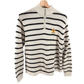 Vintage Y2K Charter Club Cream Black 100% Cotton Gold Crest Half Zip Sweater