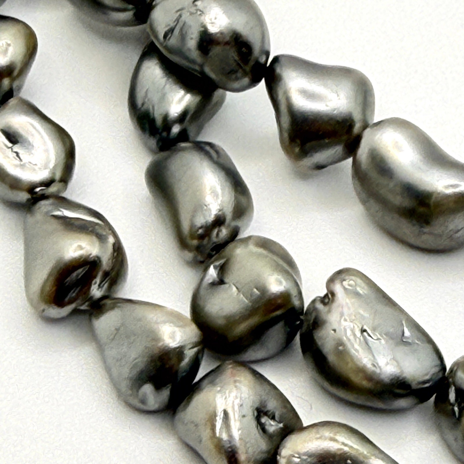 Vintage 90s Signed SJC Stamped 925 Sterling Grey Pearl Triple Strand Necklace