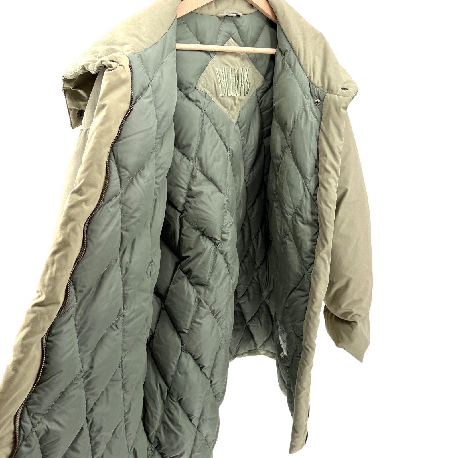 Vintage 90s Bill Blass Pistachio Green Gorpcore Minimalist Down Puffer Jacket