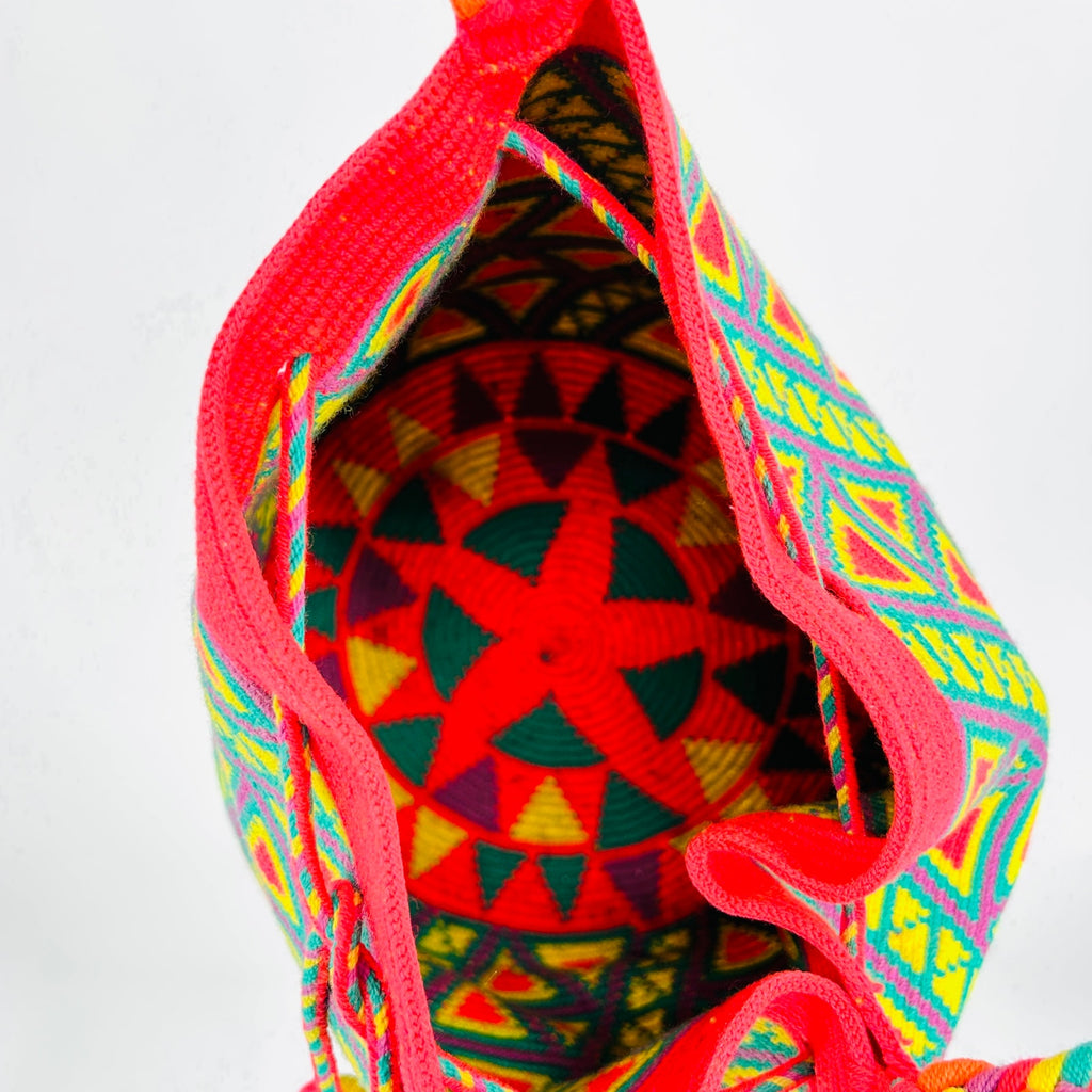 Handmade Mochila Neon Tribal Aztec Woven Tassel Crossbody Bag