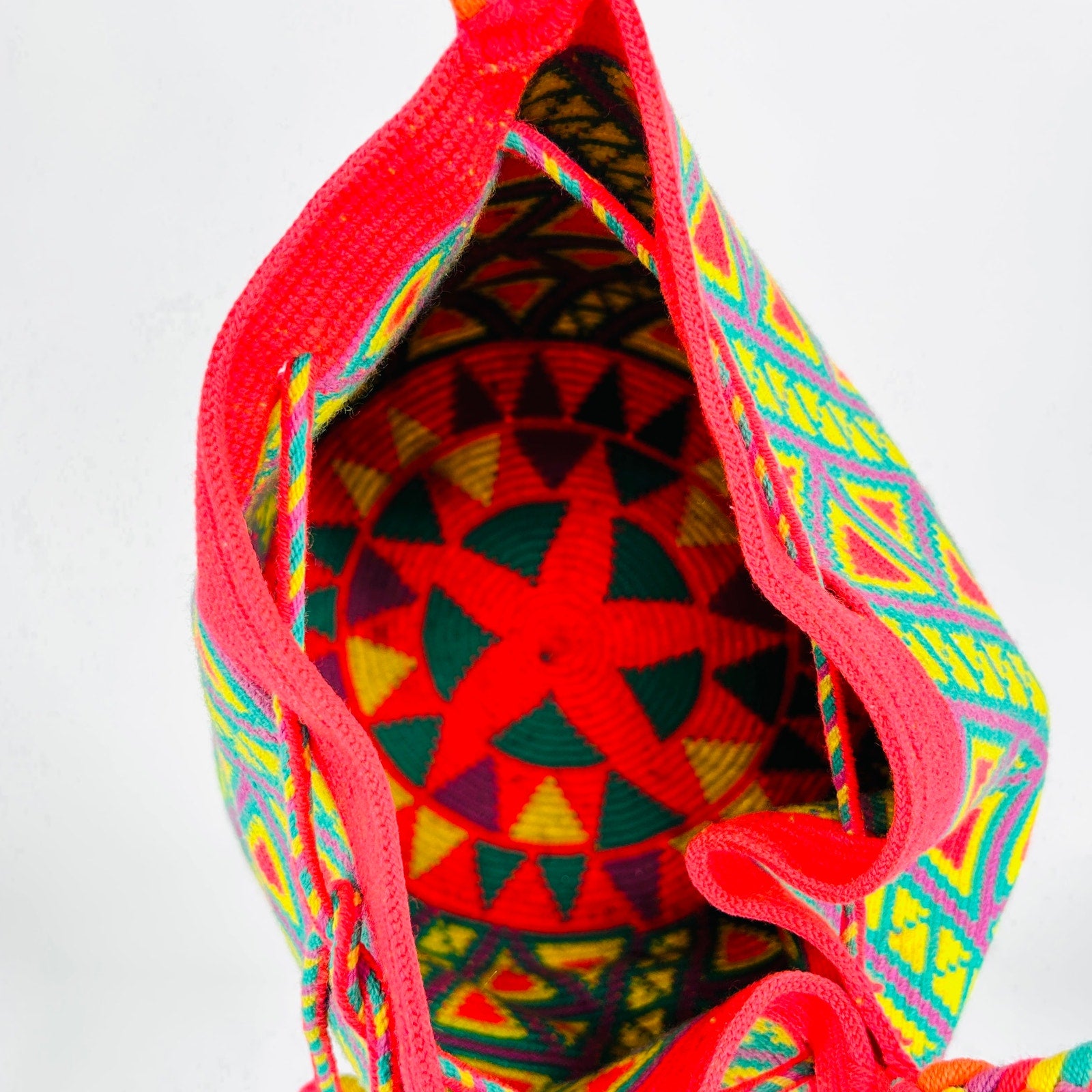 Handmade Mochila Neon Tribal Aztec Woven Tassel Crossbody Bag