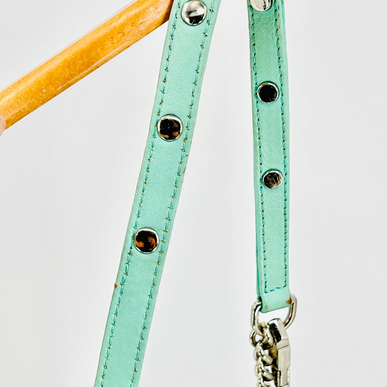 Vintage Y2K Rebecca Minkoff Mint Green Leather Silver Chain Shoulder Bag