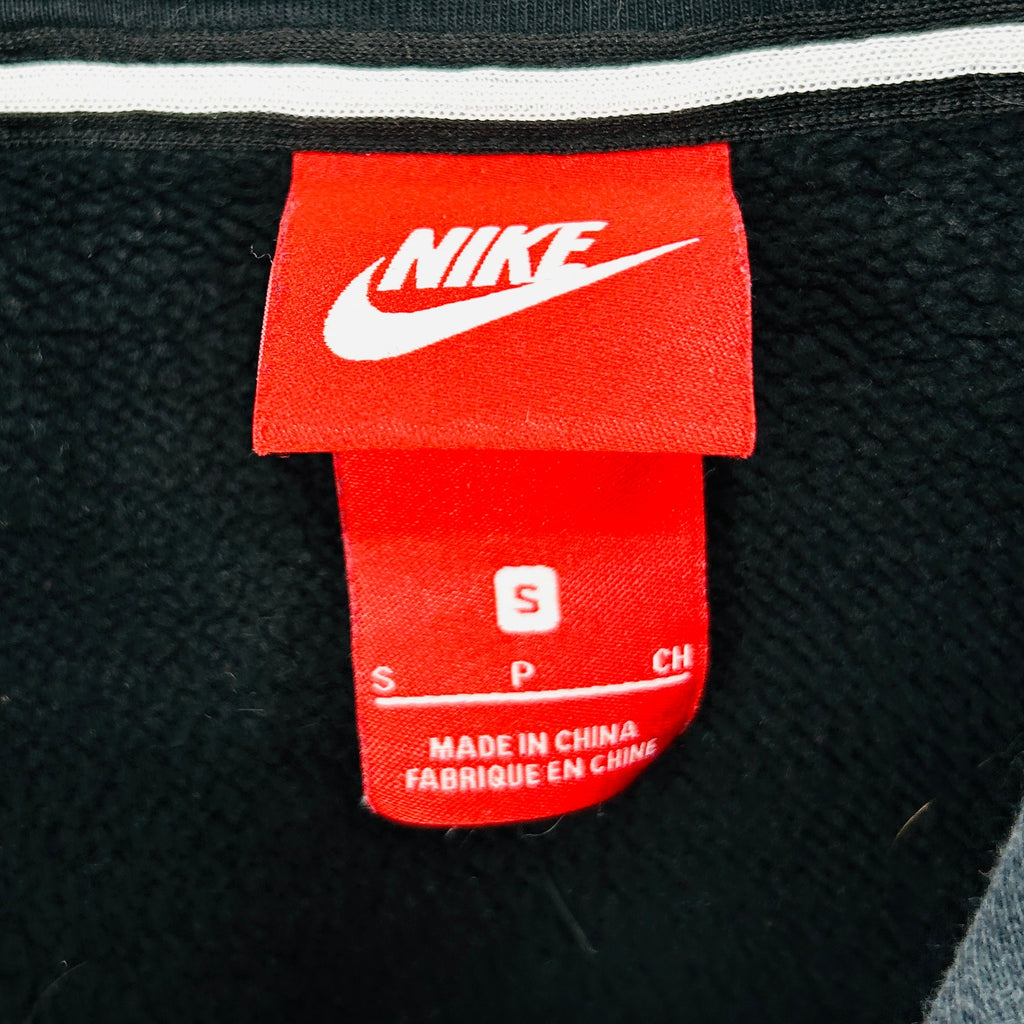 Nike Black Black on Black Logo Cropped Long Sleeve Sweatshirt Hoodie