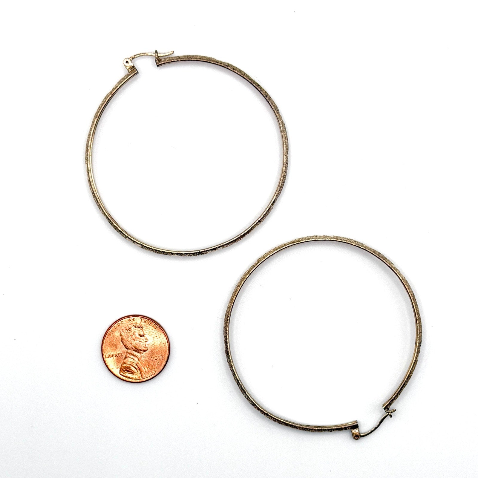 Vintage 90s Diamond Cut Textured Sterling Silver Extra Large Hoop Earrings
