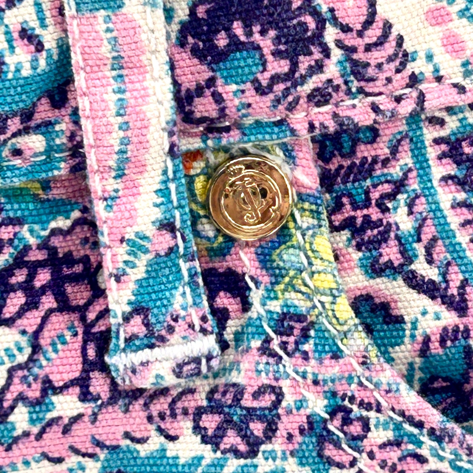 Y2K Juicy Couture Pink Teal Paisley Floral Low Rise Shorts