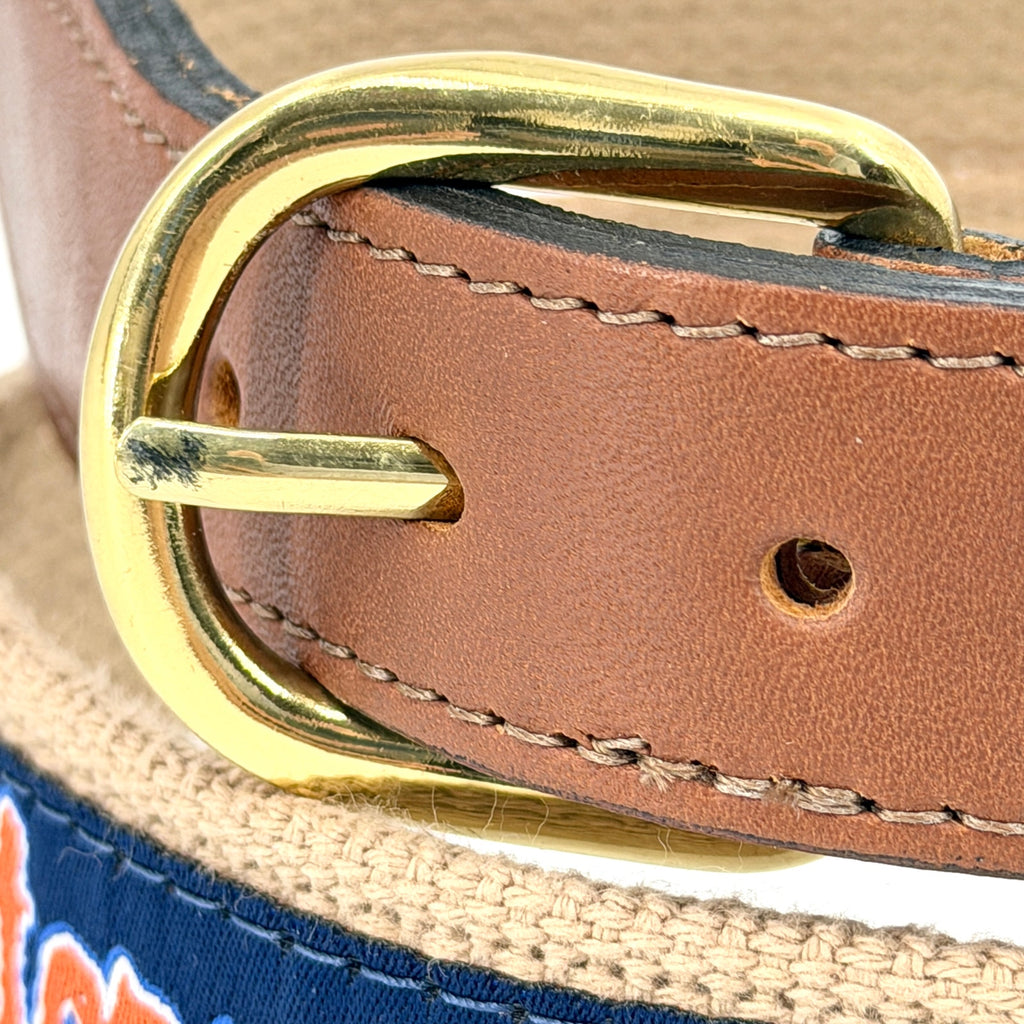 Vintage Y2K Zap-Pro Navy Florida Gators Genuine Leather Ribbon Belt