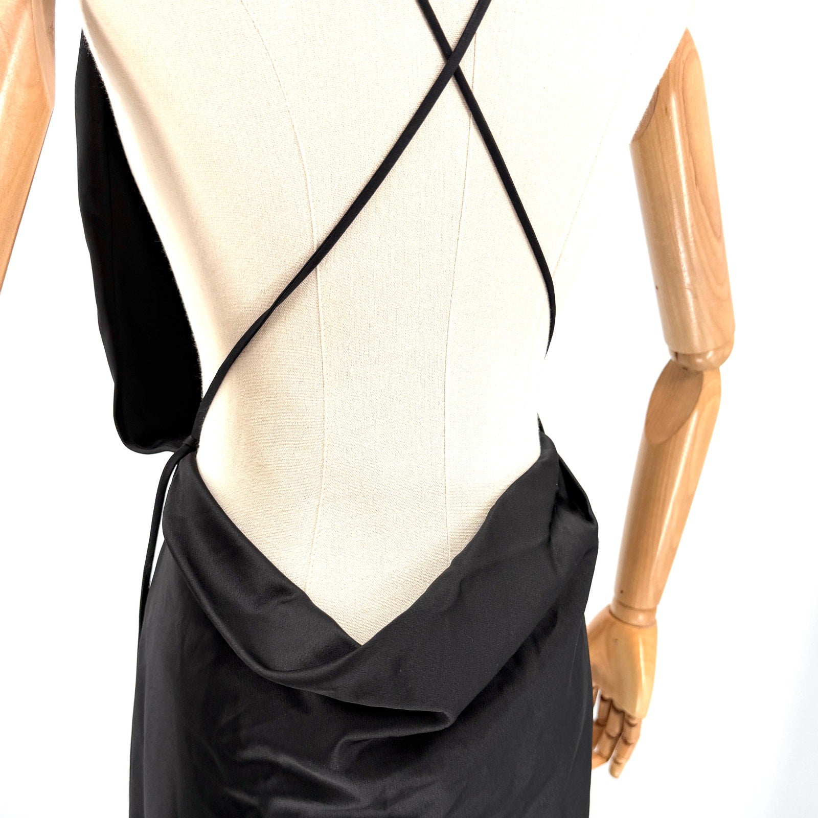 House of CB London Black Halter Neck Sexy Thigh High Slit Maxi Gown