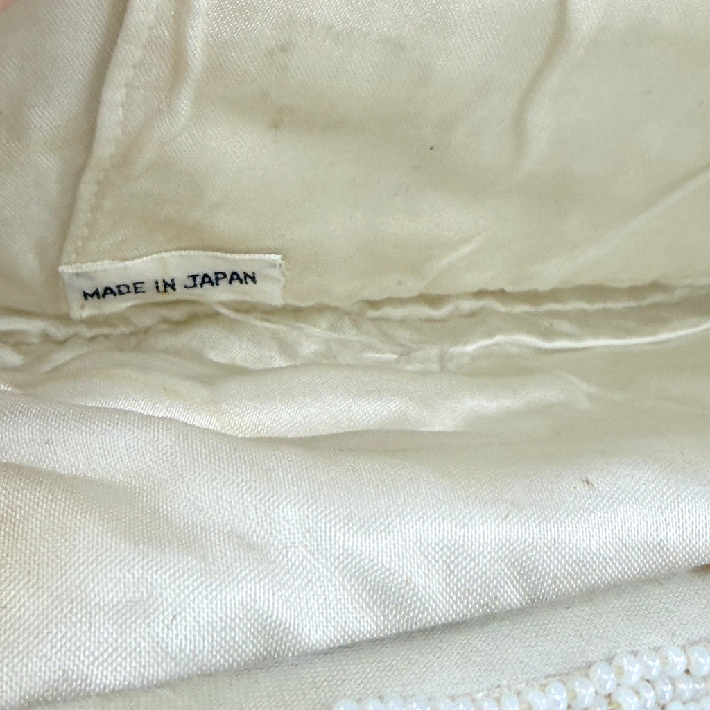 Vintage 1950s Japan Ivory Beaded Floral Evening Bag