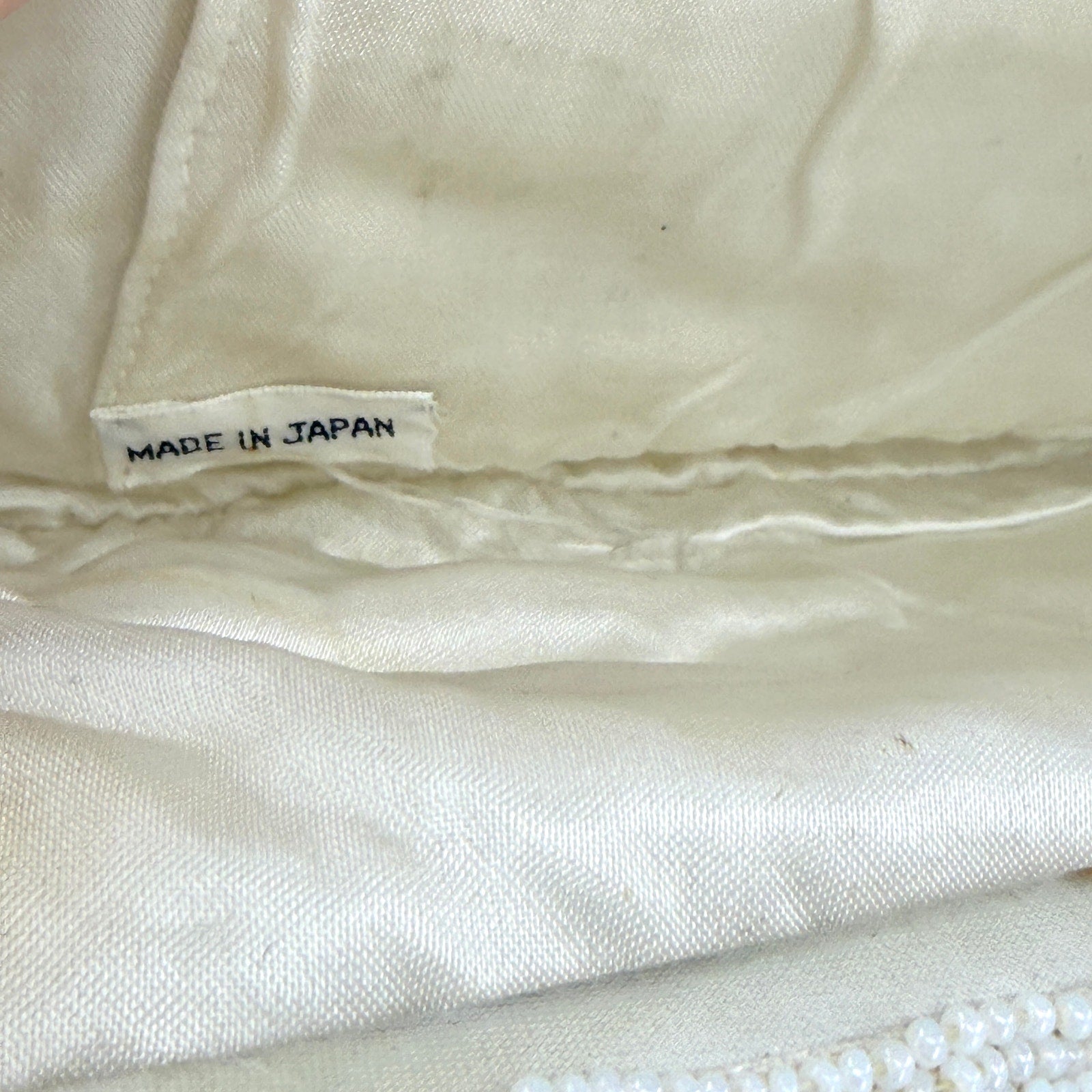 Vintage 1950s Japan Ivory Beaded Floral Evening Bag