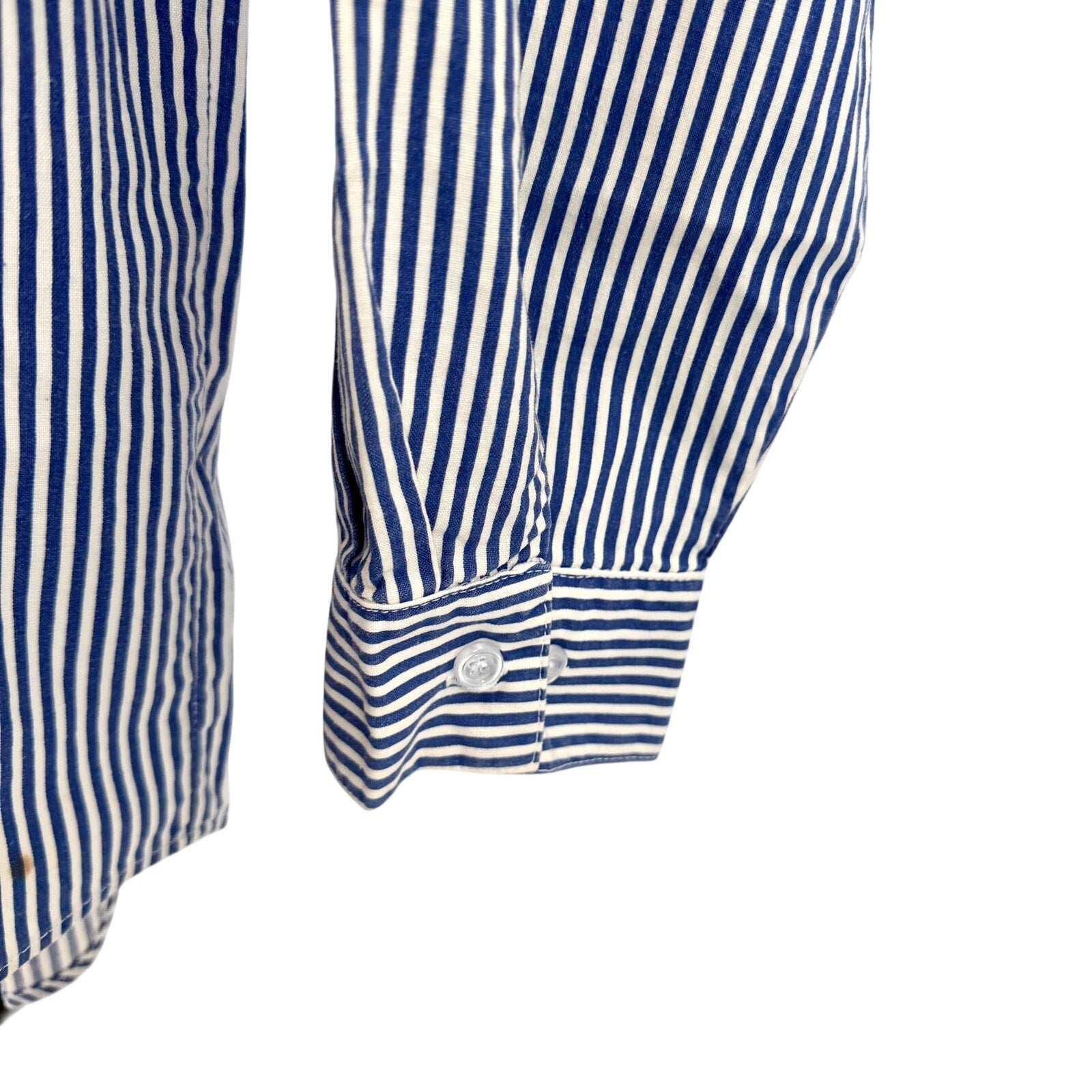 MINT Vintage 90s Too Cute Guetta Bros Popeye Blue Striped Embroidered Shirt