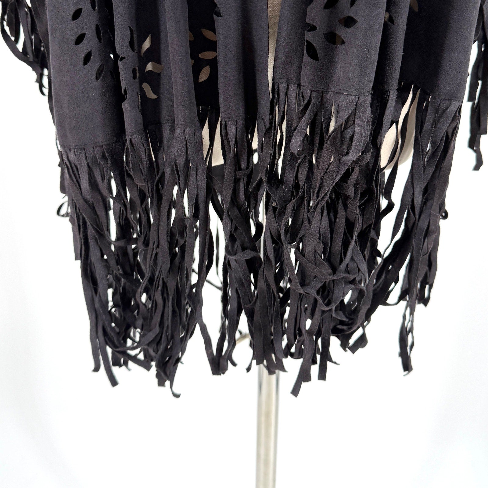 Choies Black Laser Cut Fringe Ruana Shawl