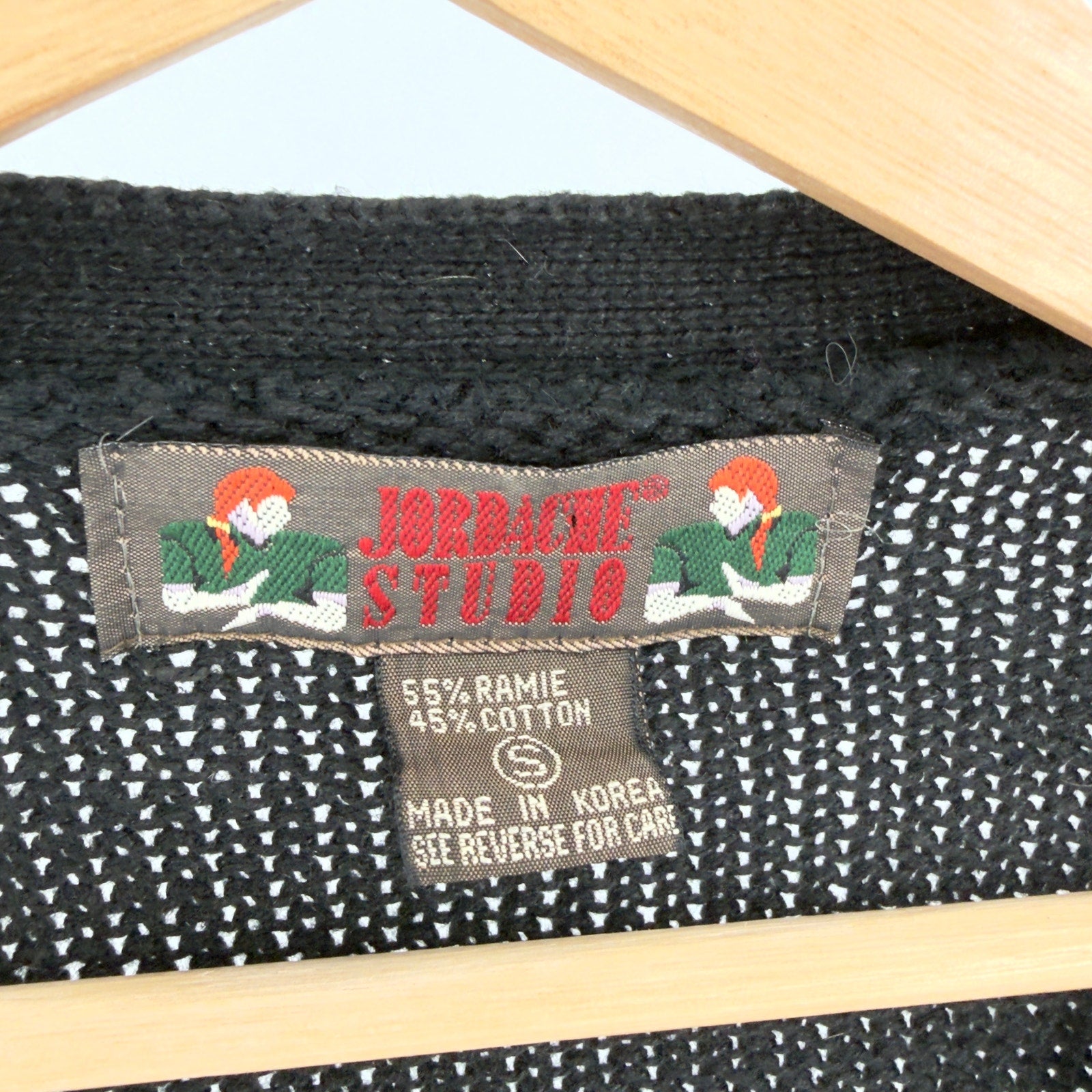 Vintage 90s Jordache Studio Black Leopard Print Vinyl Trim Cardigan Sweater