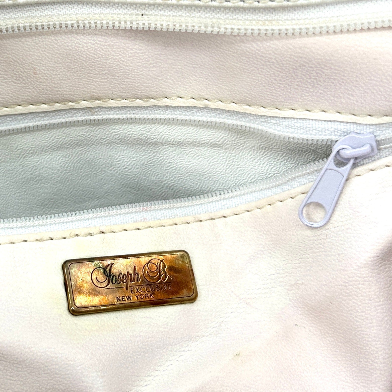 Vintage 80s Joseph B Exclusive White Leather Jewel-Embellished Satchel