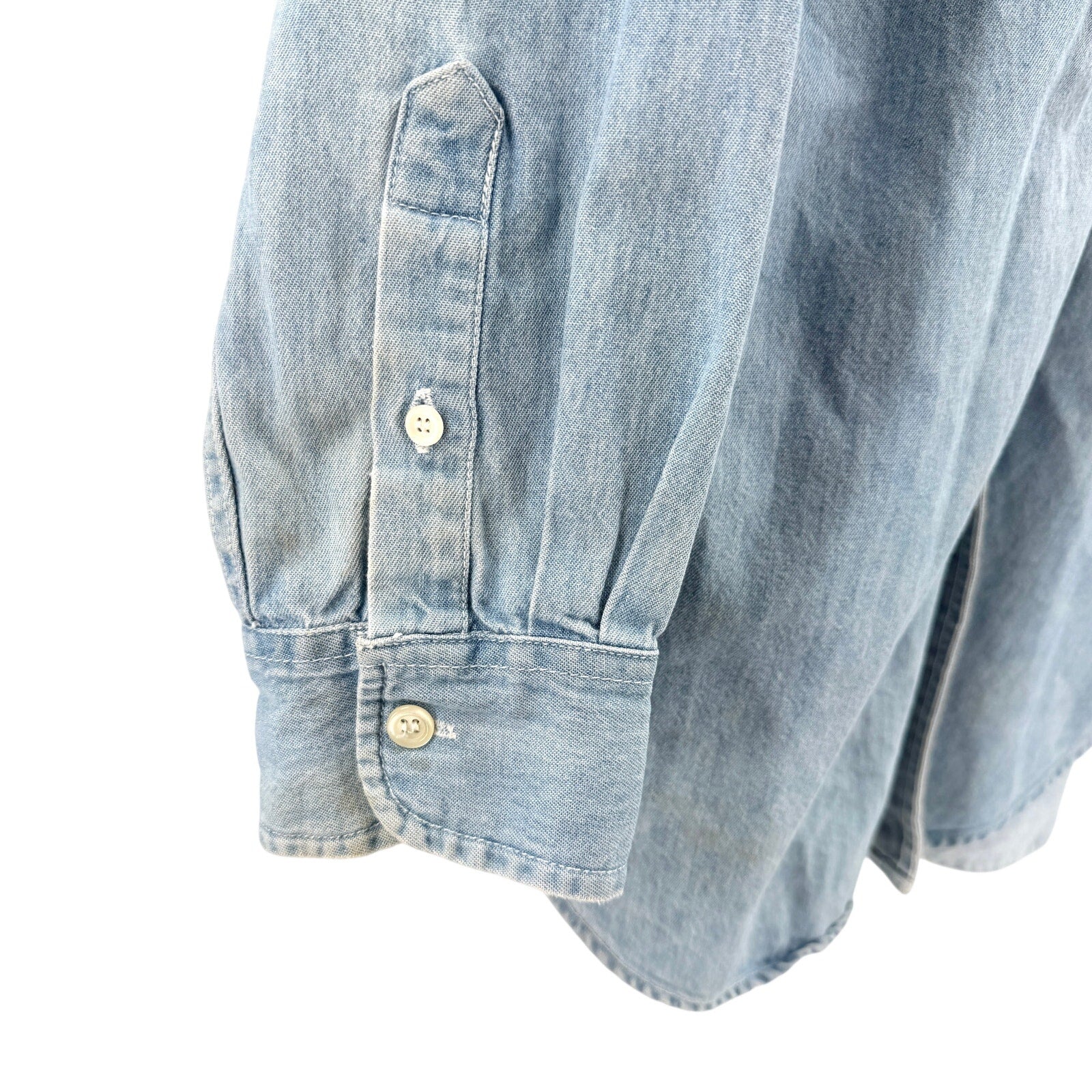 Vintage 90s Planet Hollywood NYC Light Wash 100% Cotton Denim Shirt