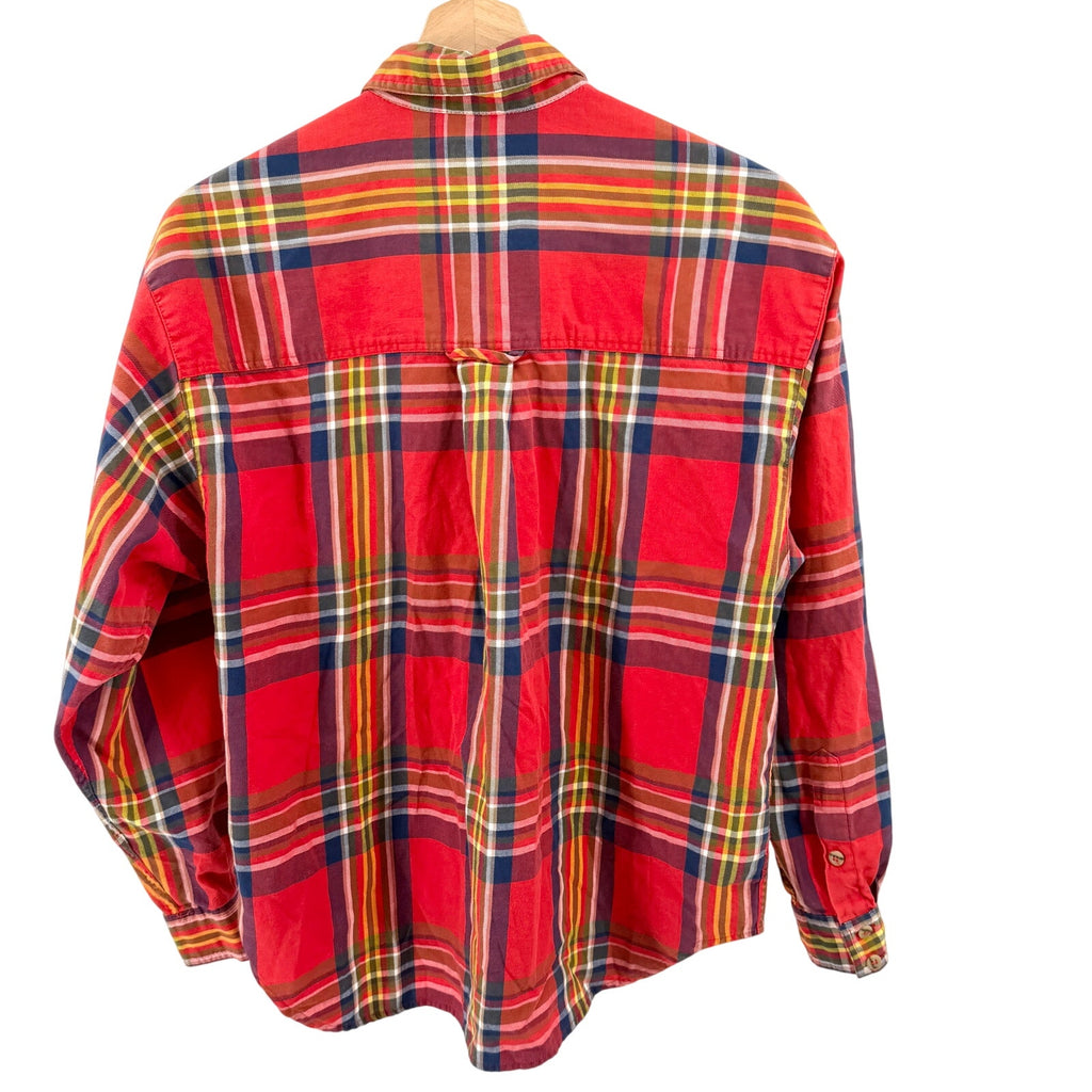 Vintage 90s Lizsport by Liz Claiborne Red Plaid 100% Cotton Flannel Shirt