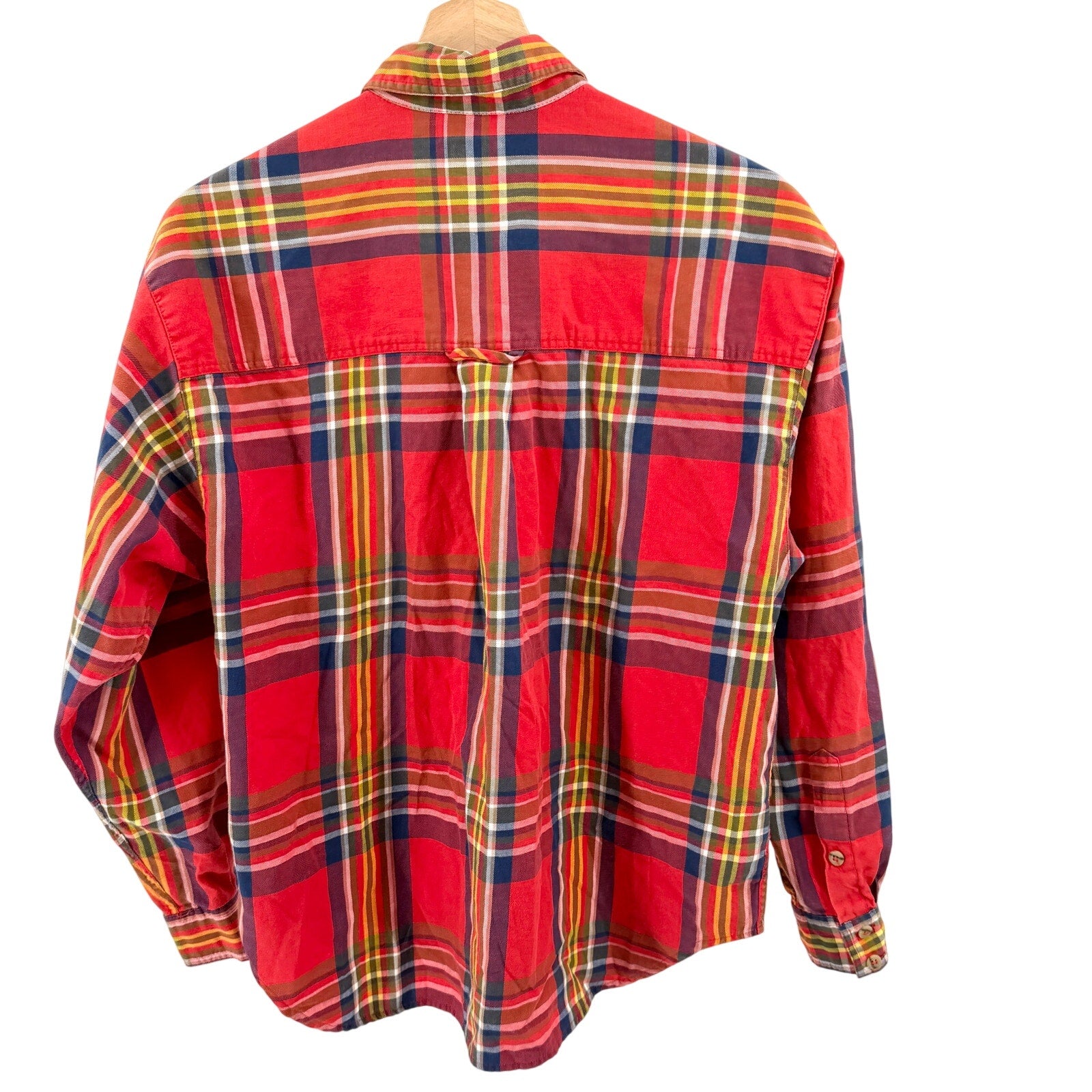 Vintage 90s Lizsport by Liz Claiborne Red Plaid 100% Cotton Flannel Shirt