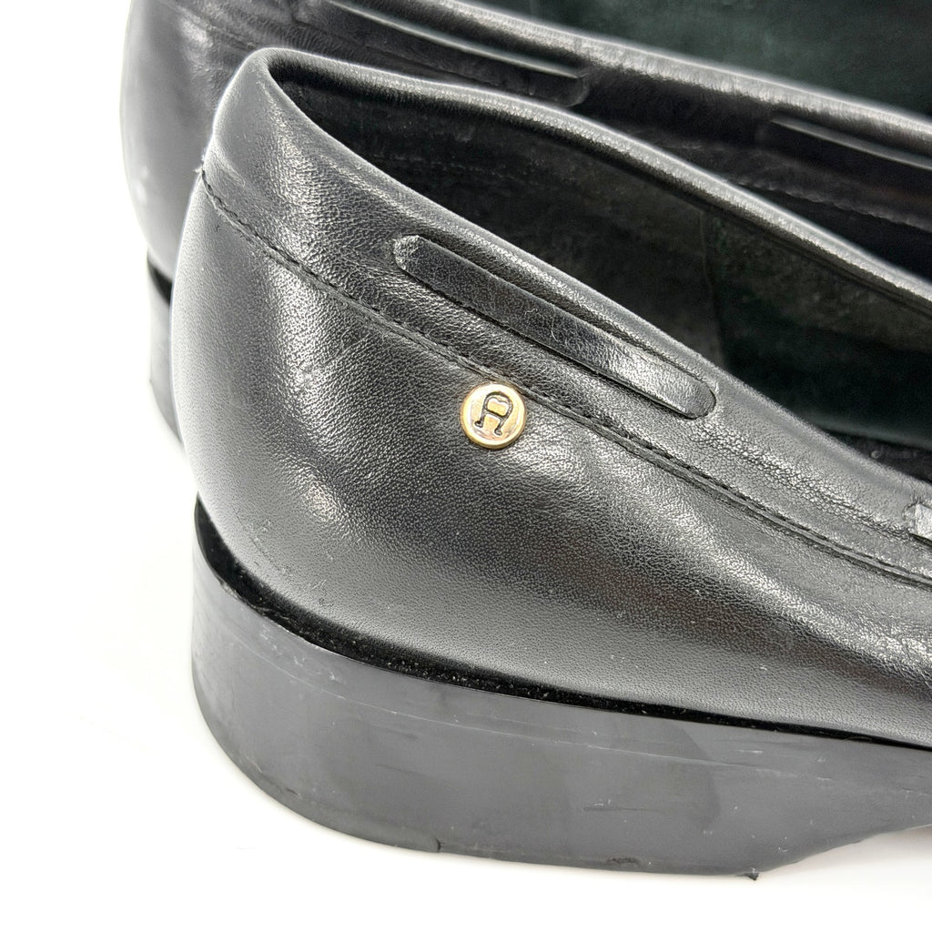 Vintage 90s Etienne Aigner Black Genuine Leather Classic Tassel Loafers