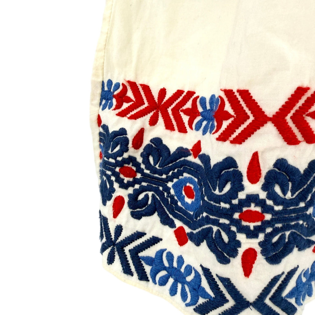 Pepin Cream 100% Cotton Red Blue Embroidered Tunic Blouse