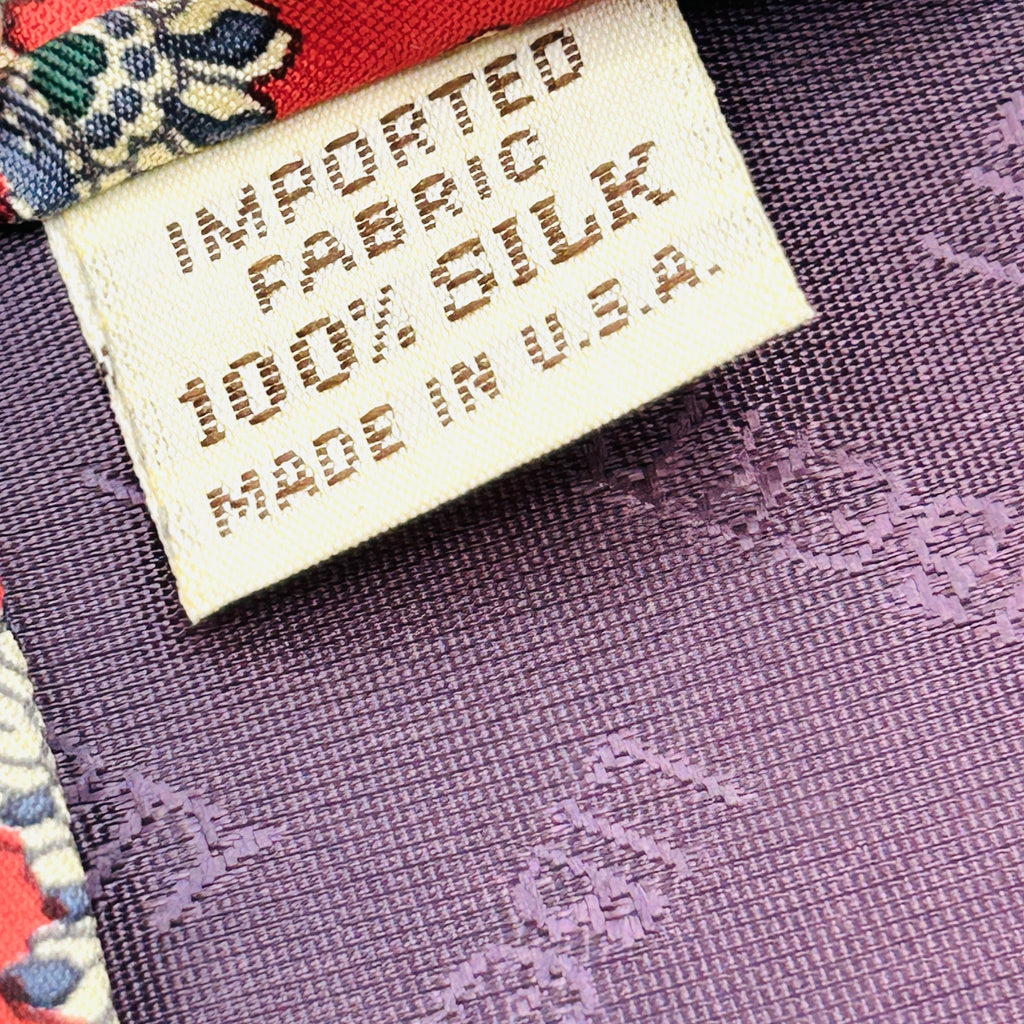 Vintage 80s Liberty of London Red Blue Green Paisley Silk Necktie