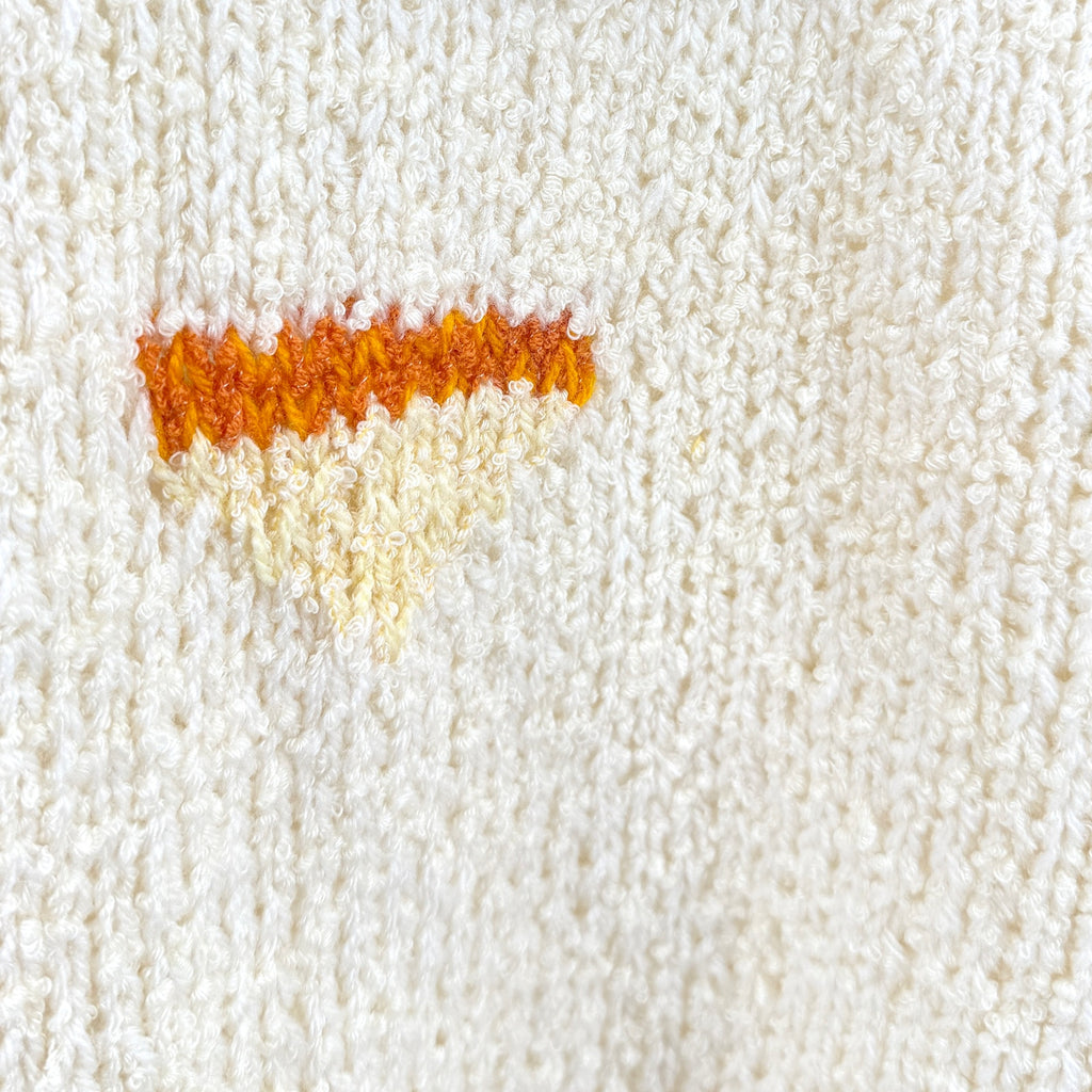 Vintage 70s Handmade Cream Orange Geometric Hand Knit Sweater Vest