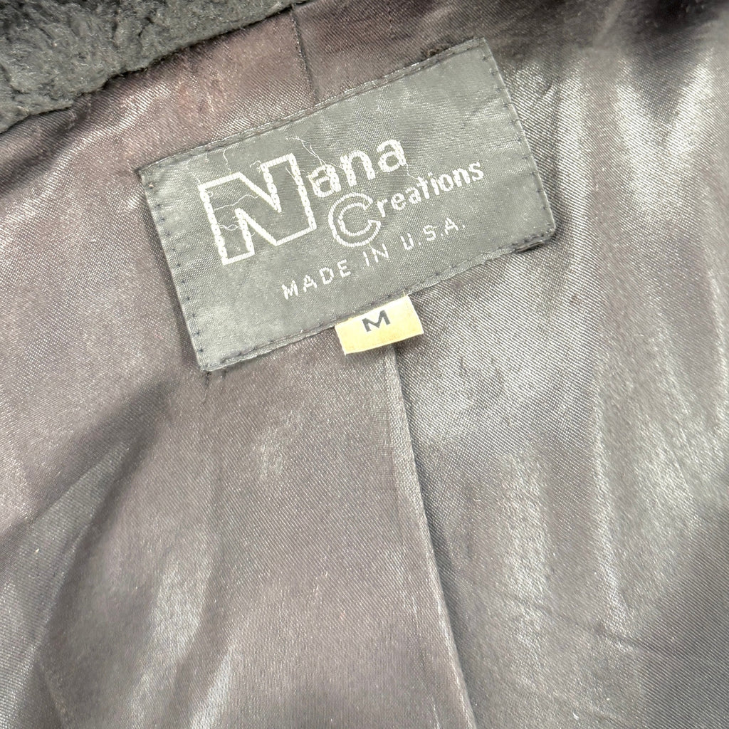 Vintage 80s Nana Creations Black Shawl Collar Balloon Sleeve Maxi Coat