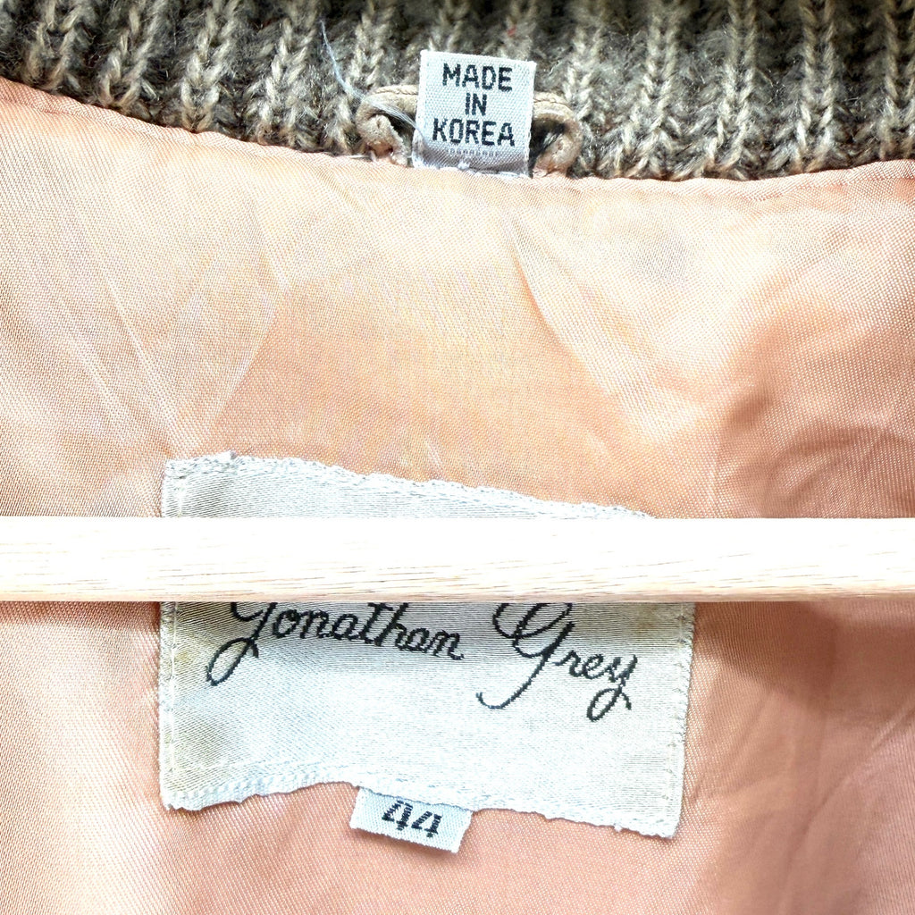 Vintage 80s Jonathan Grey Tan Genuine Leather Suede Bomber Jacket