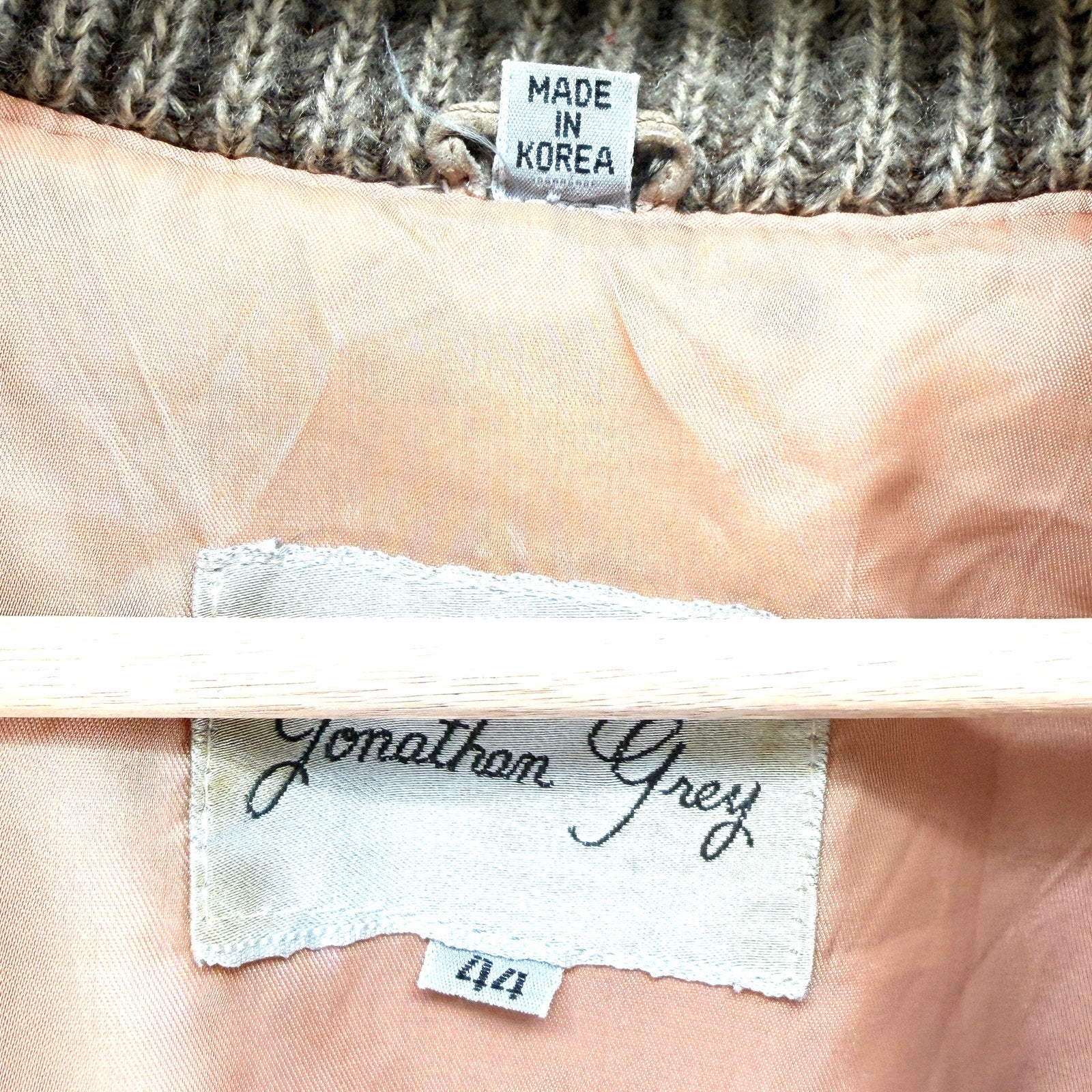 Vintage 80s Jonathan Grey Tan Genuine Leather Suede Bomber Jacket