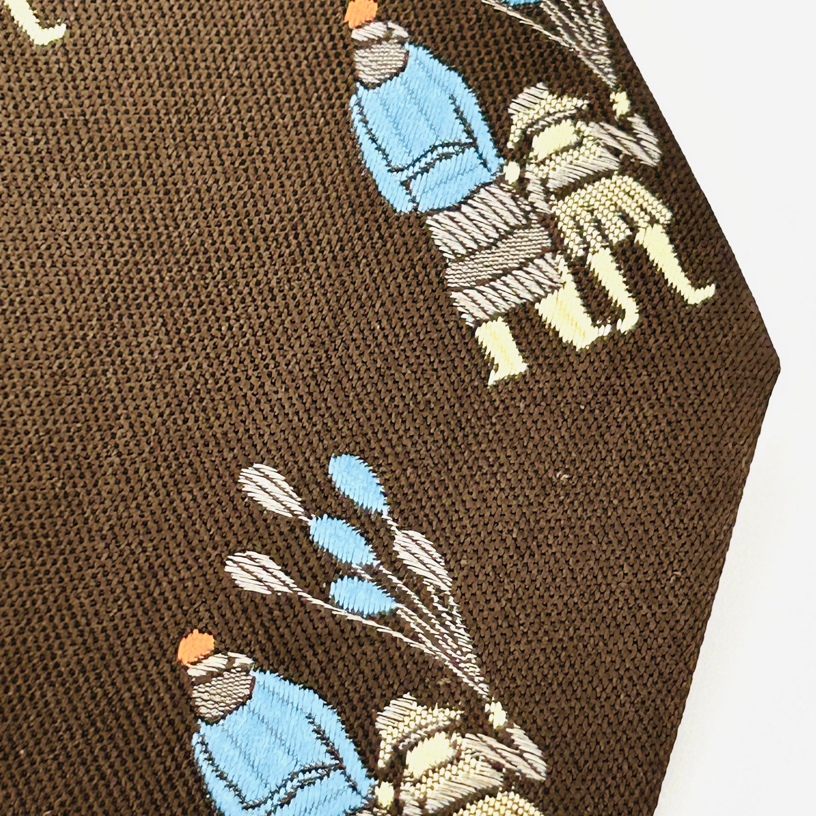 Vintage 60s 70s Kelly 1 Brown Blue Novelty Father Son Polyester Necktie