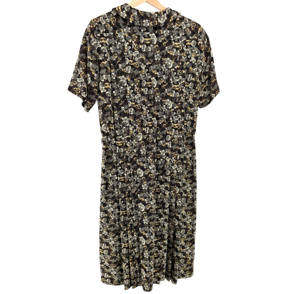 Vintage 90s Liz Claiborne Black Grunge Floral Peter Pan Collar Dress