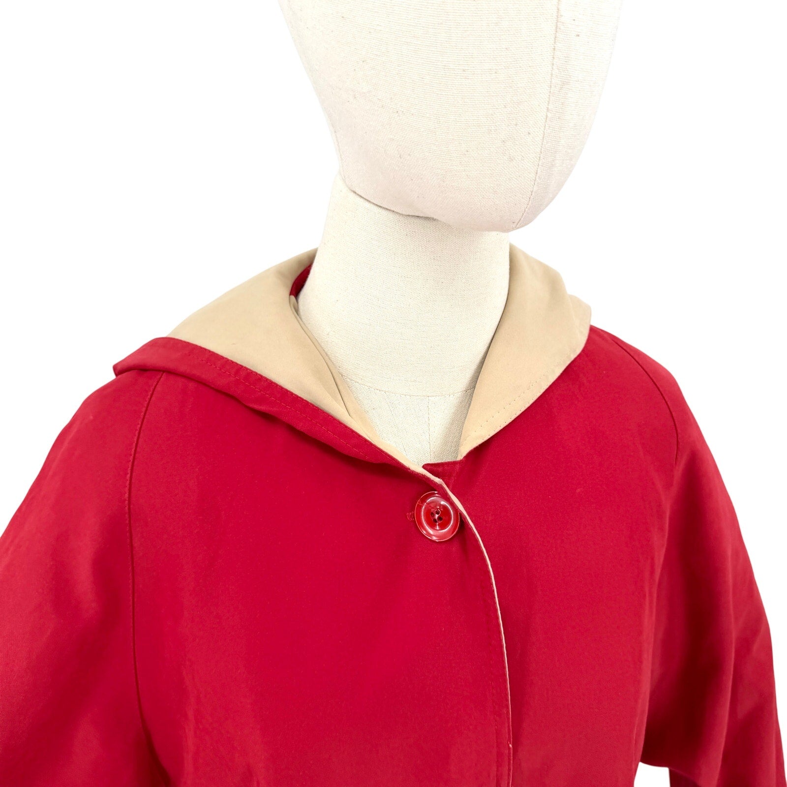 Vintage 80s Sigla's Red Tan Hooded Raincoat Windbreaker Jacket