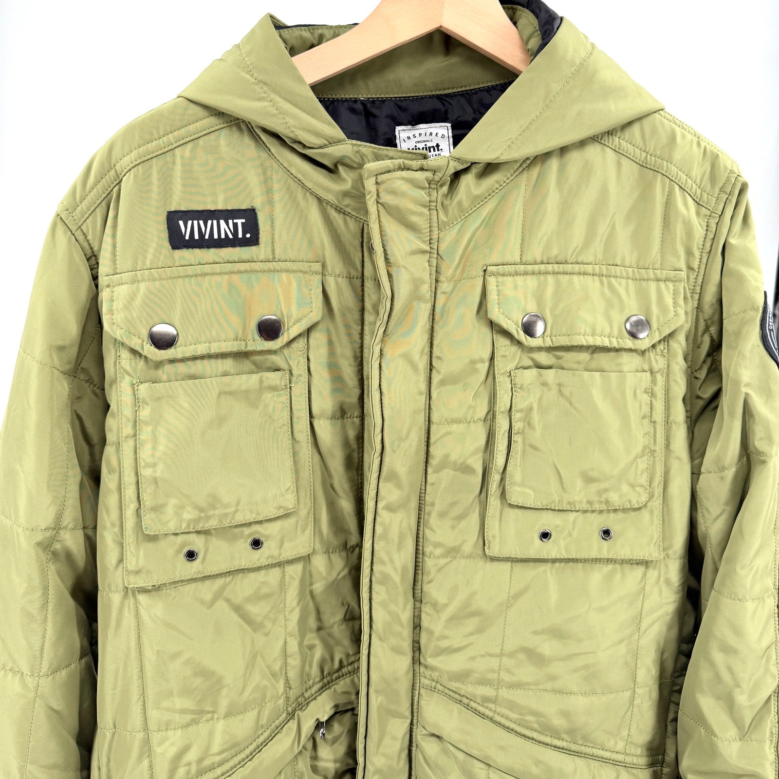 Vivint Olive Green Utility Hooded Snowboard Jacket