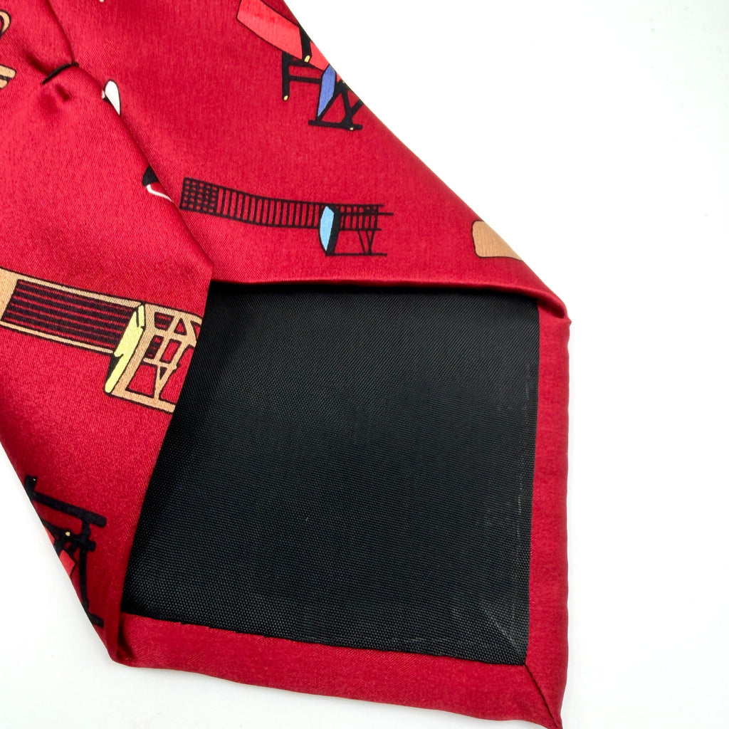 Acme Studio Red 100% Silk Chairs Adrian Olabuenaga Mid-Century Modern Necktie