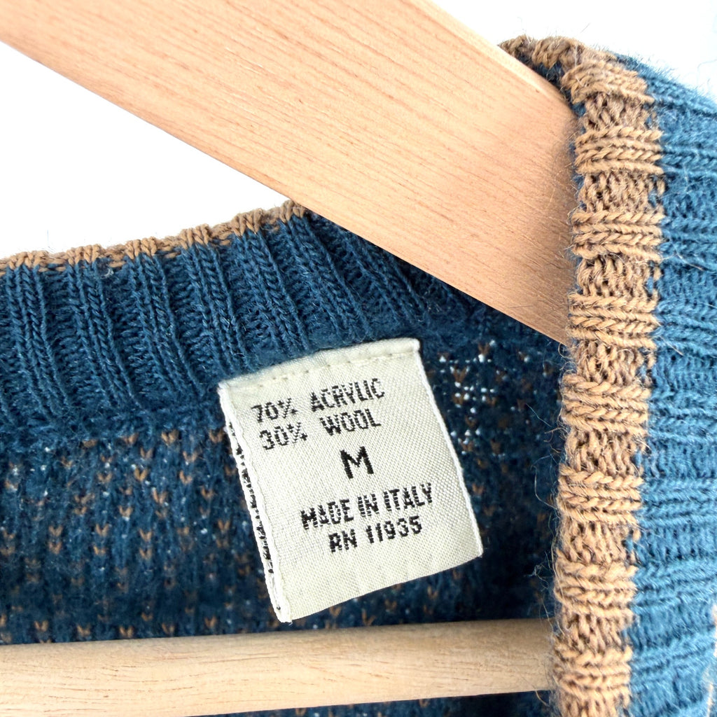 Vintage 90s J.T. Beckett Indigo Blue Paisley V-Neck Sweater Vest