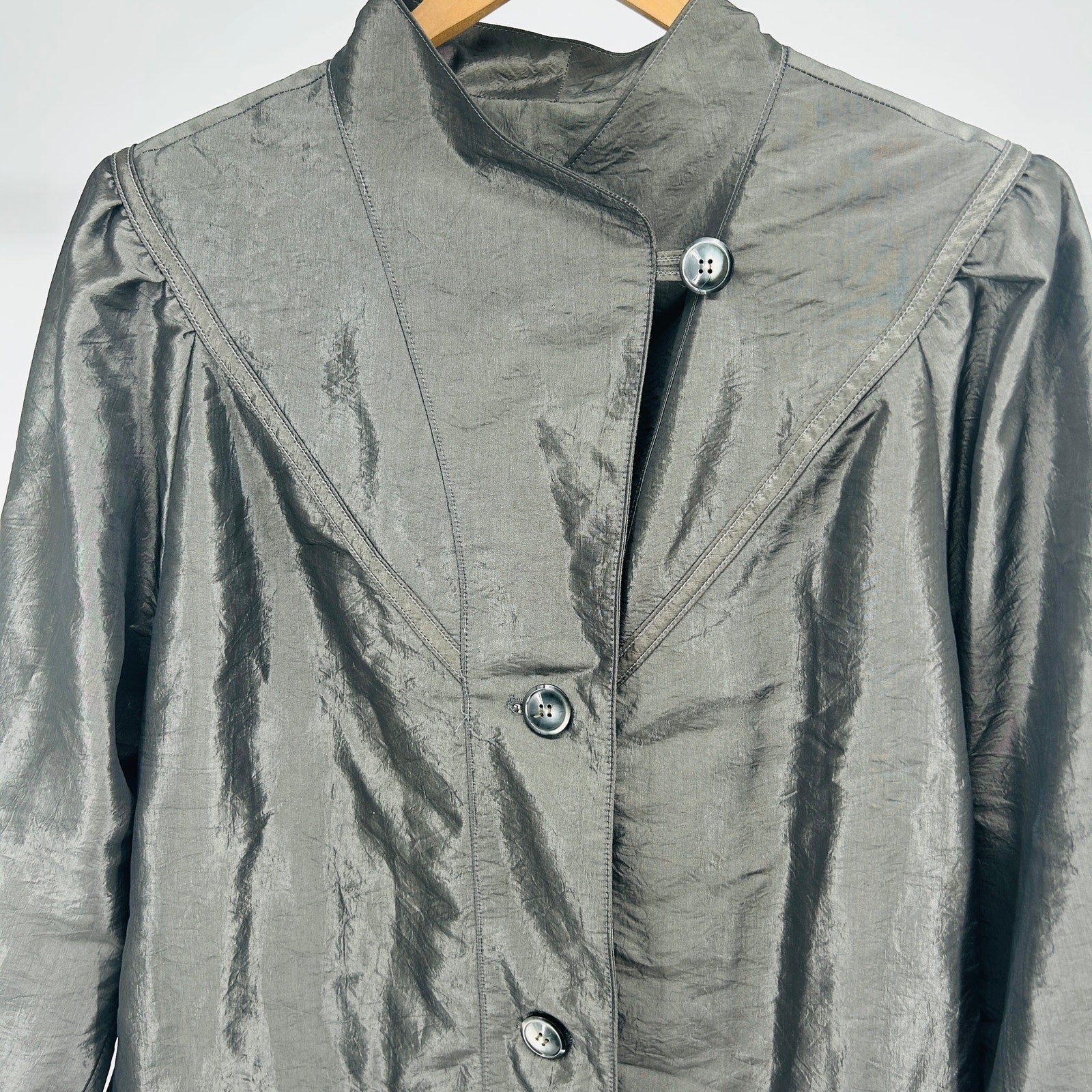 Vintage 80s Fashionbilt Iridescent Silver All Seasons Duster  Rain Coat