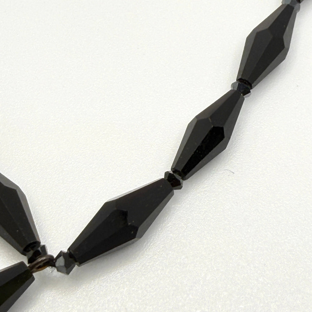 Vintage Y2K Black Glass Gothic Large Rectangular Pendant Necklace