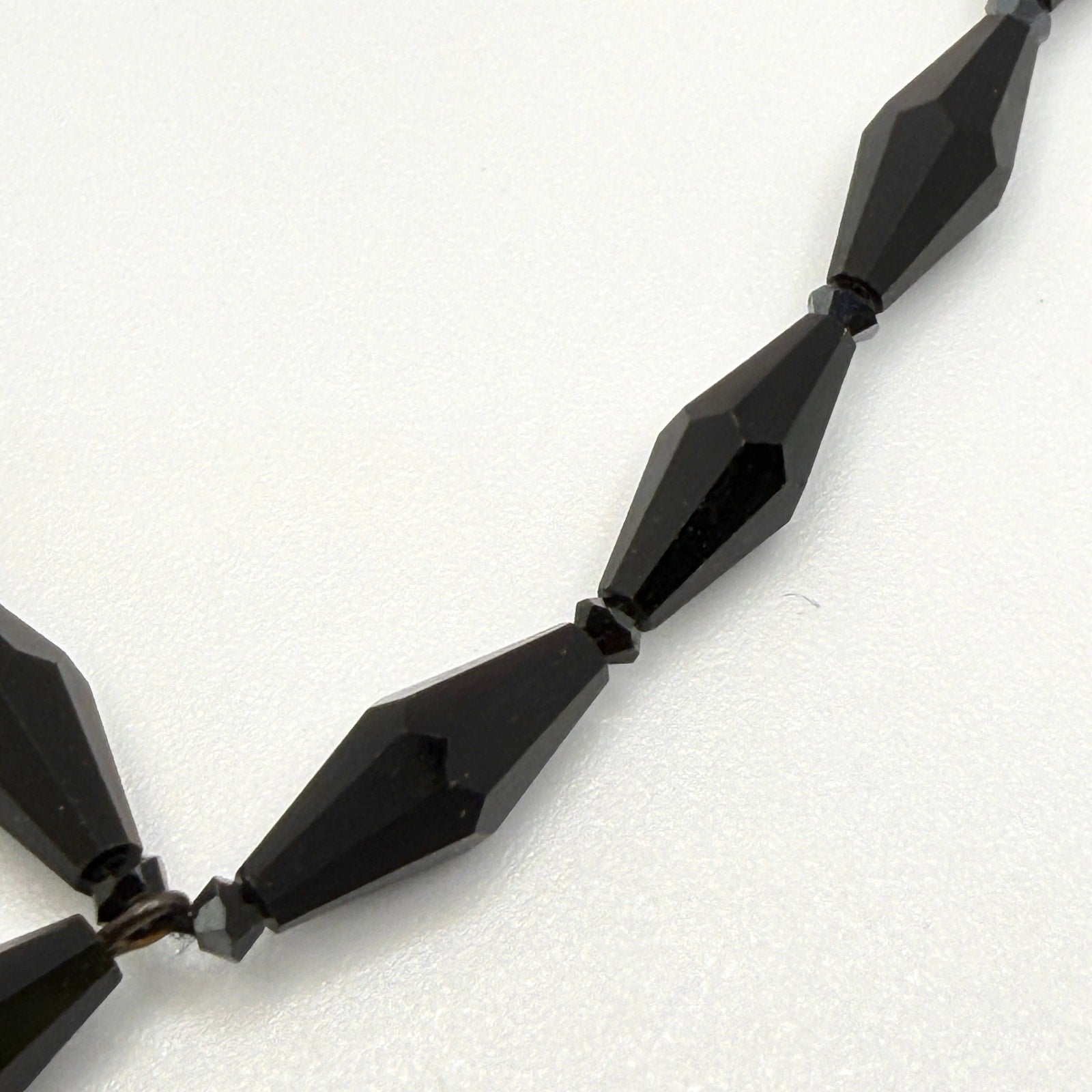 Vintage Y2K Black Glass Gothic Large Rectangular Pendant Necklace